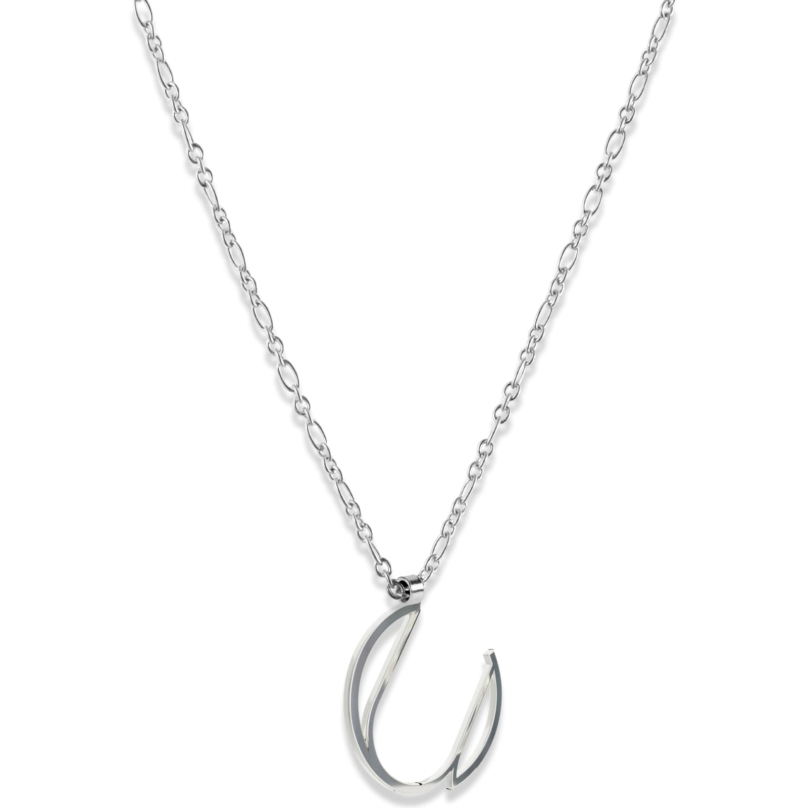 Alphabet Hoop Pendant Necklace (Small) - Sterling Silver
