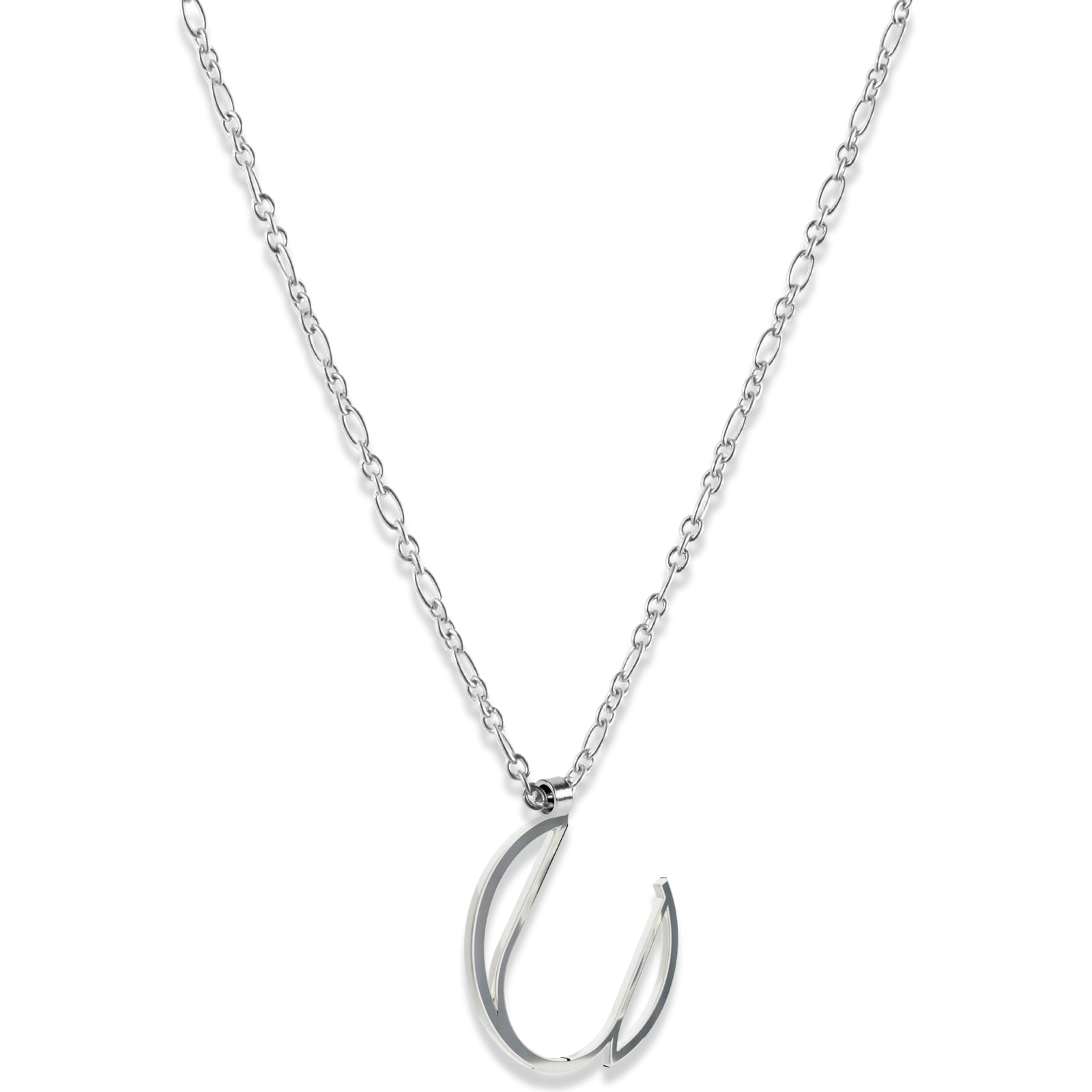 Alphabet Hoop Pendant Necklace (Small) - Silver