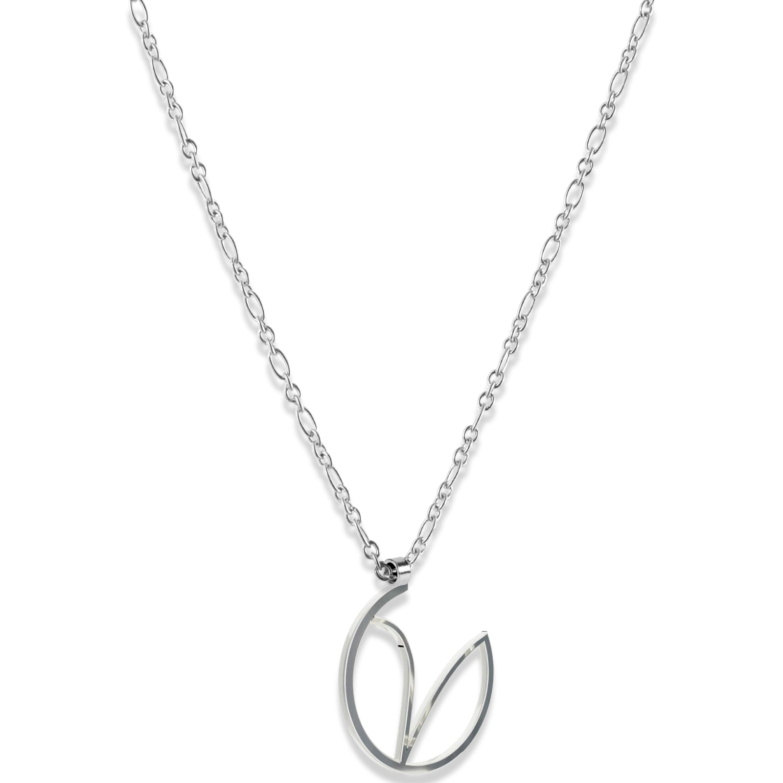 Alphabet Hoop Pendant Necklace (Small) - Silver