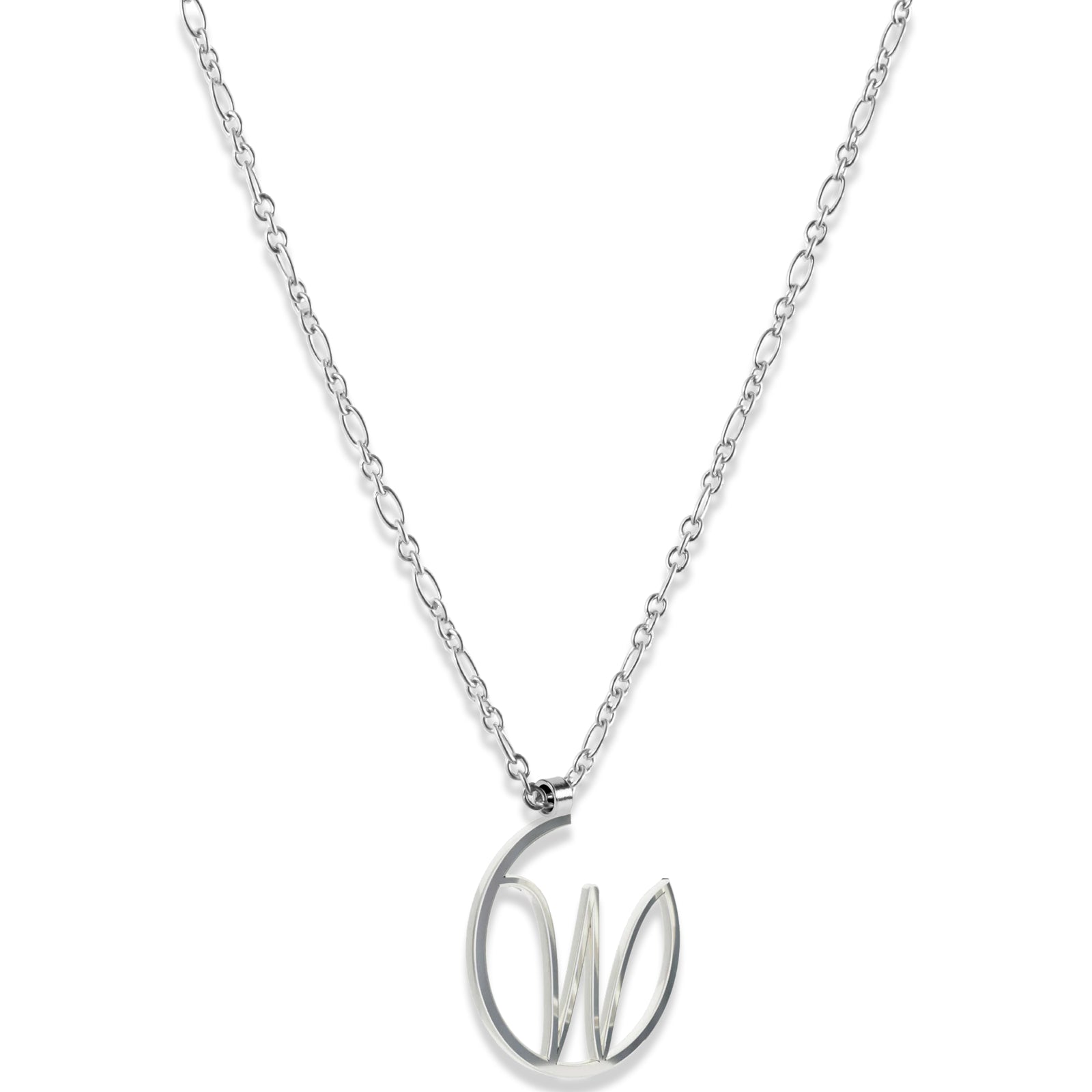 Alphabet Hoop Pendant Necklace (Small) - Silver