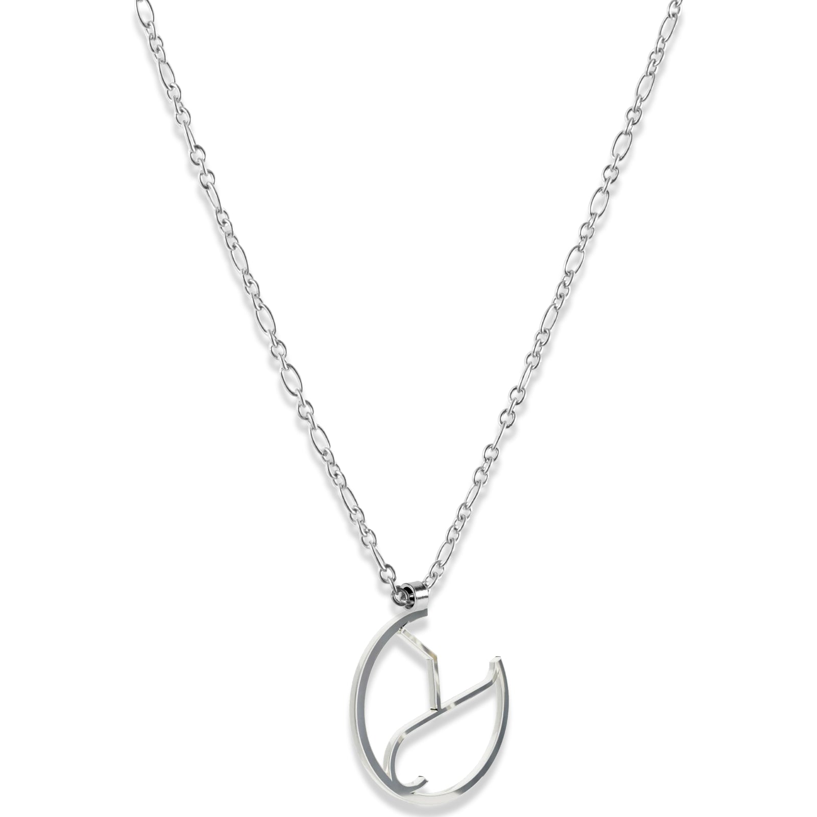 Alphabet Hoop Pendant Necklace (Small) - Silver