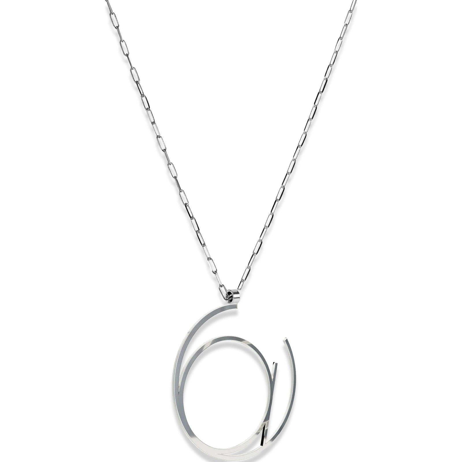 Alphabet Hoop Pendant Necklace (Large) - Sterling Silver