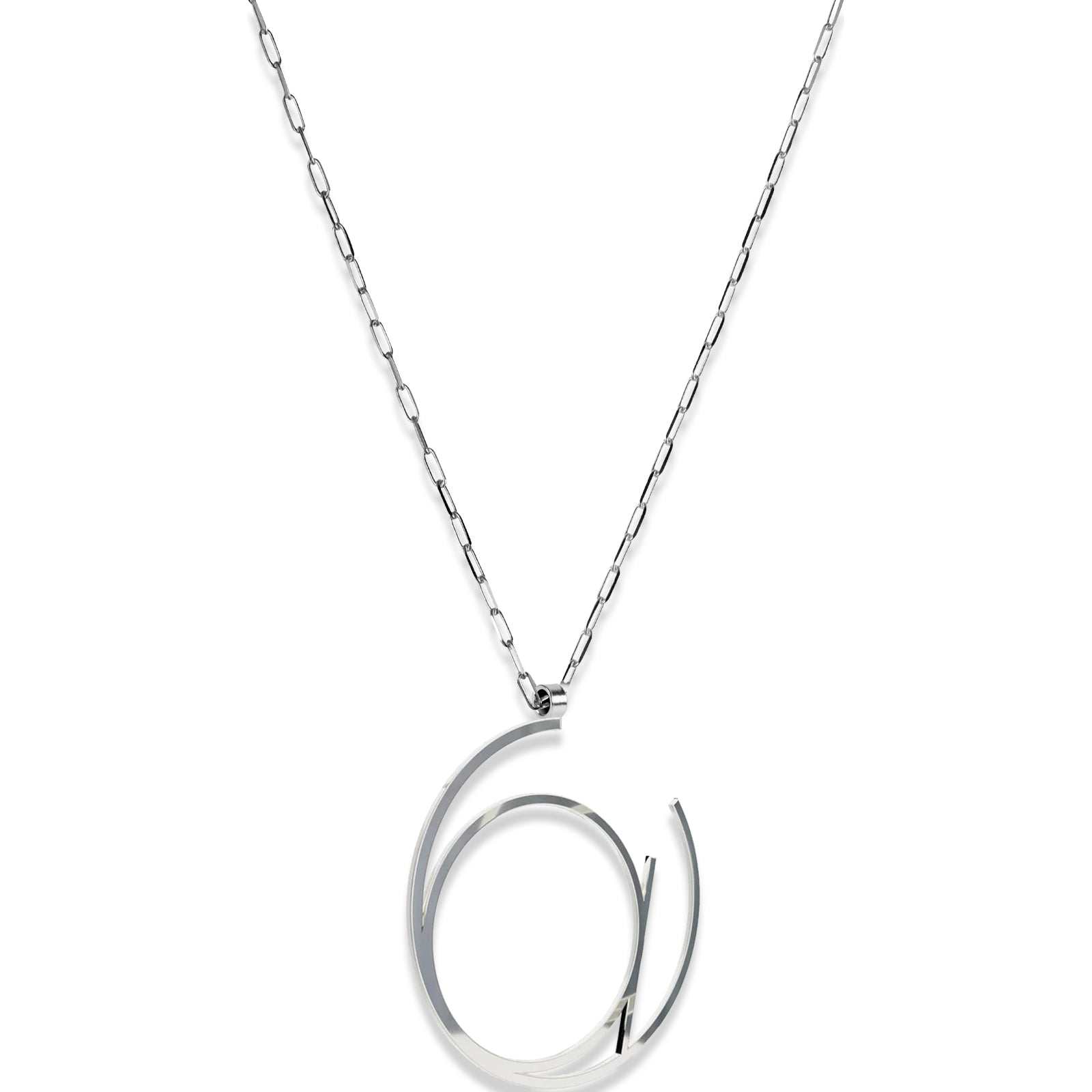 Alphabet Hoop Pendant Necklace (Large) - Silver