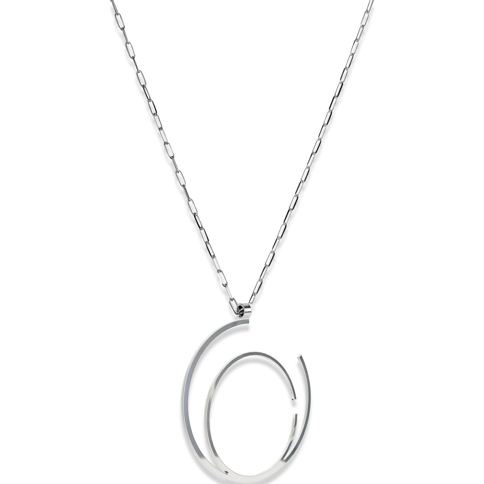 Alphabet Hoop Pendant Necklace (Large) - Silver