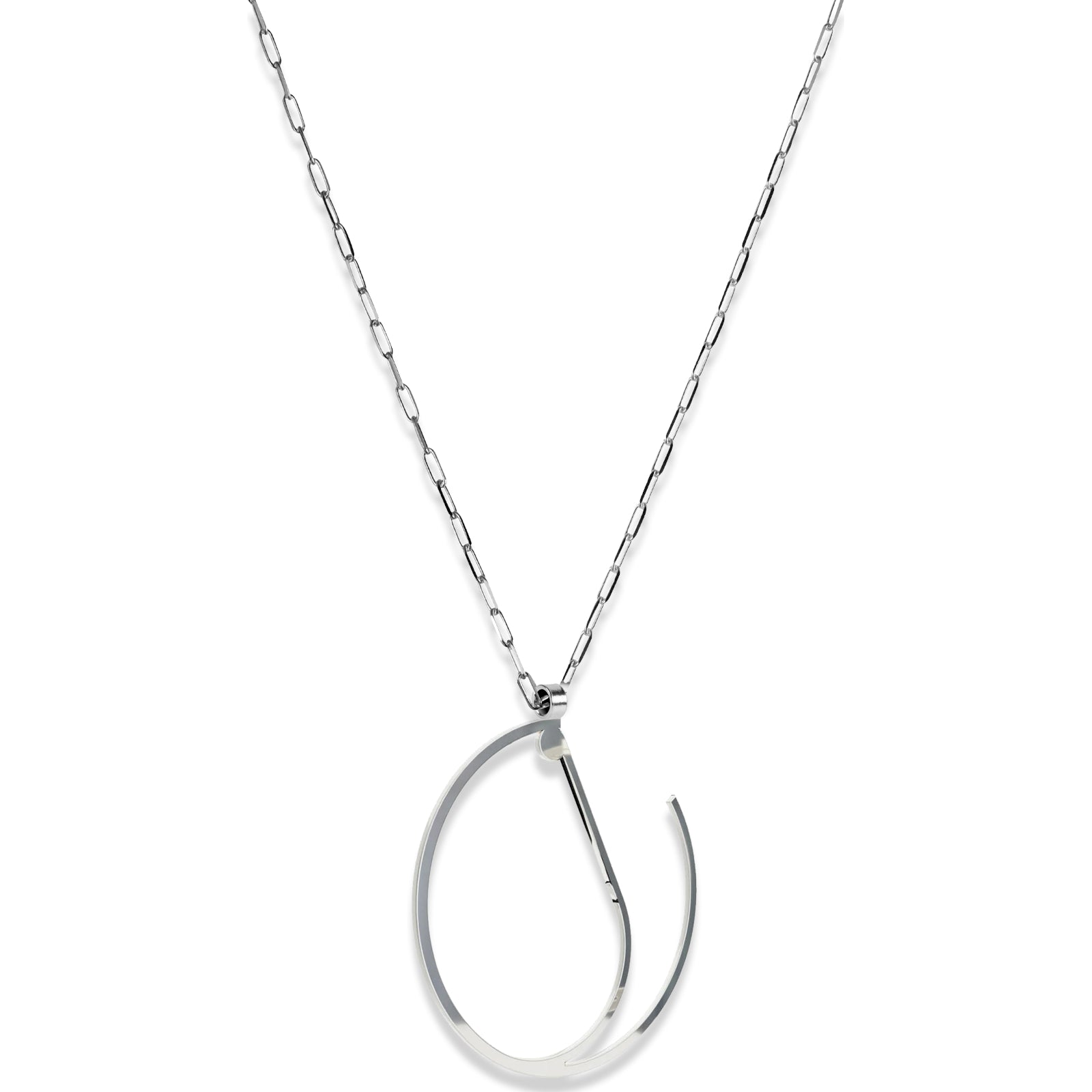 Alphabet Hoop Pendant Necklace (Large) - Silver