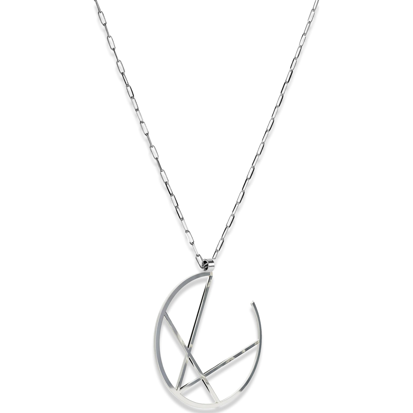 Alphabet Hoop Pendant Necklace (Large) - Silver