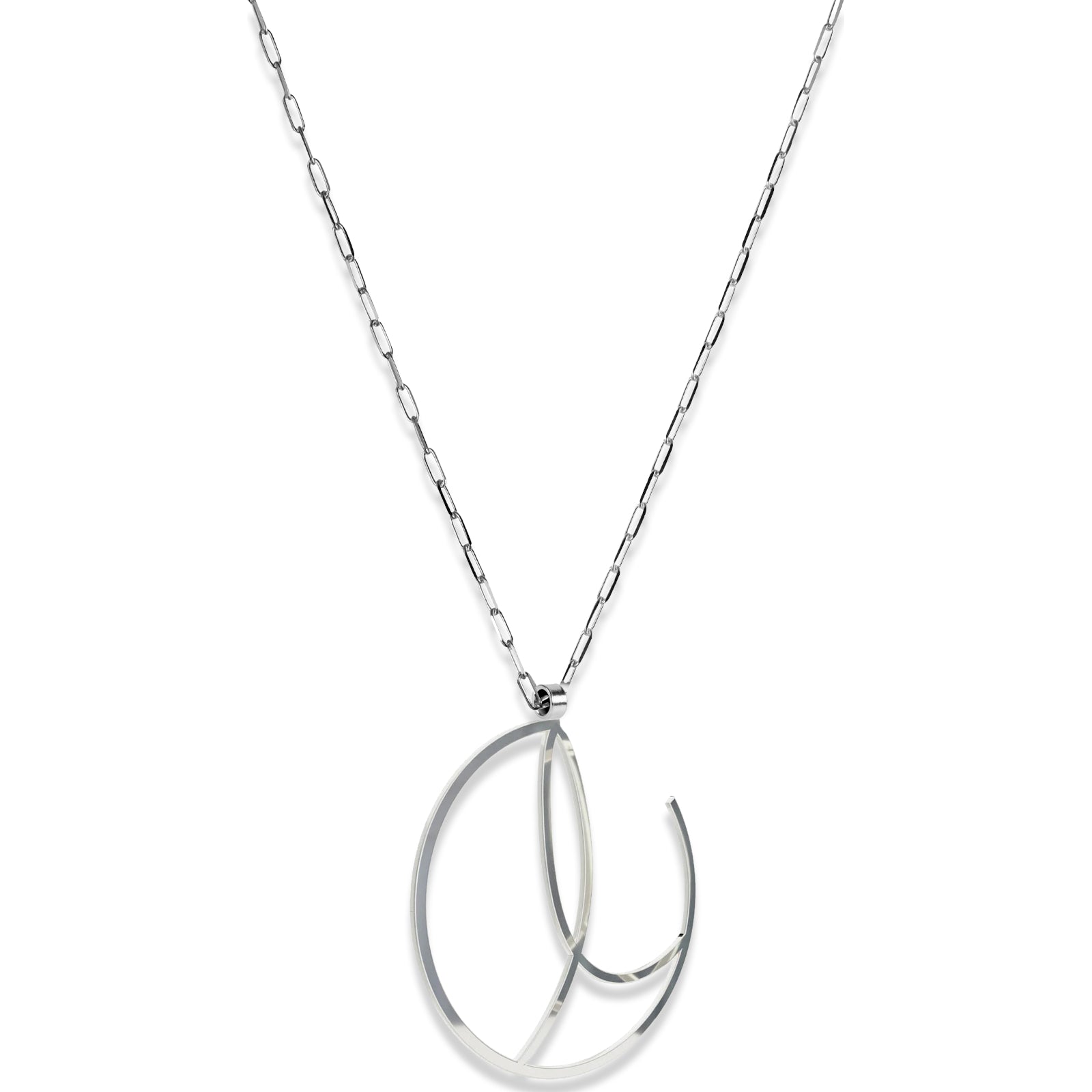 Alphabet Hoop Pendant Necklace (Large) - Silver