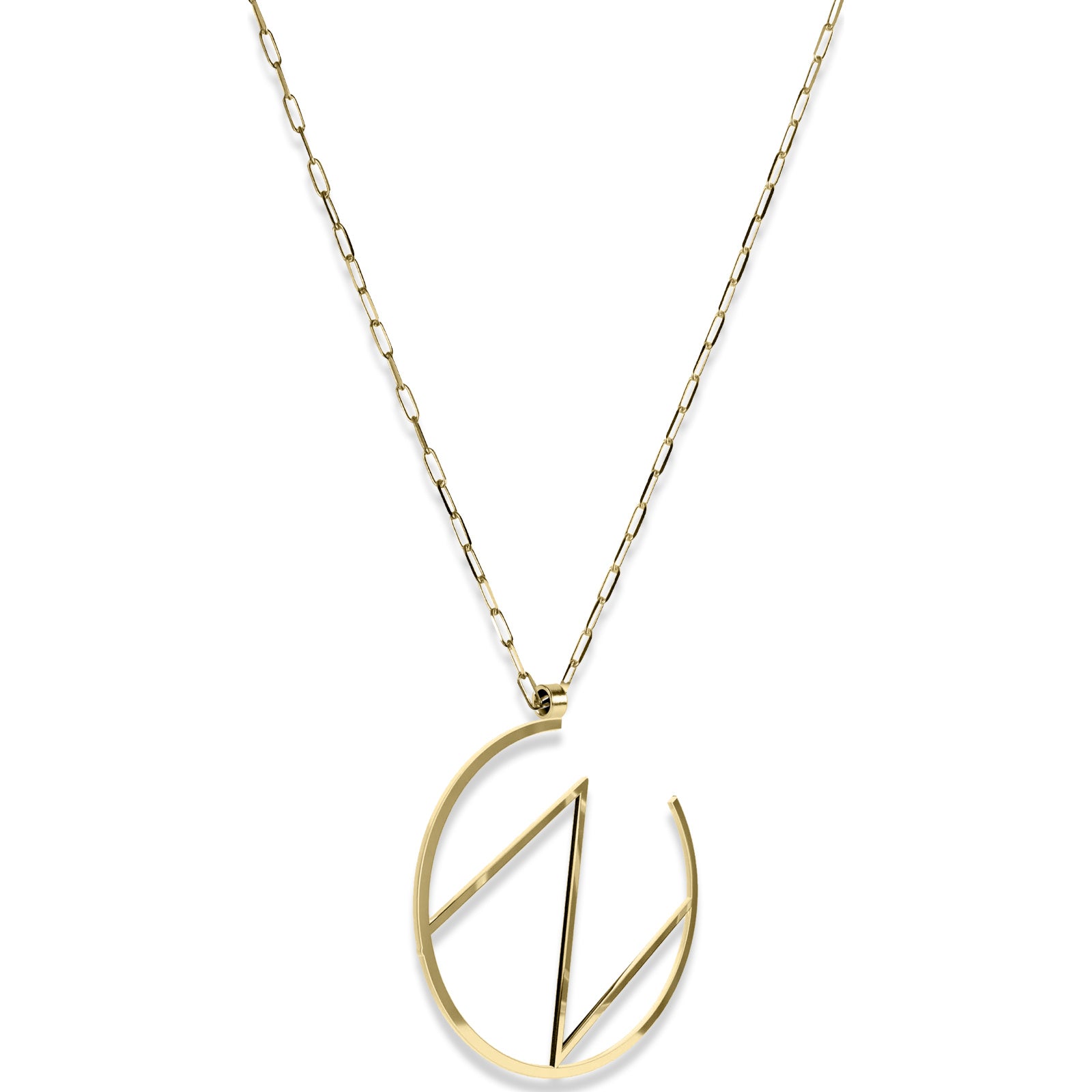 Alphabet Hoop Pendant Necklace (Large) - Gold