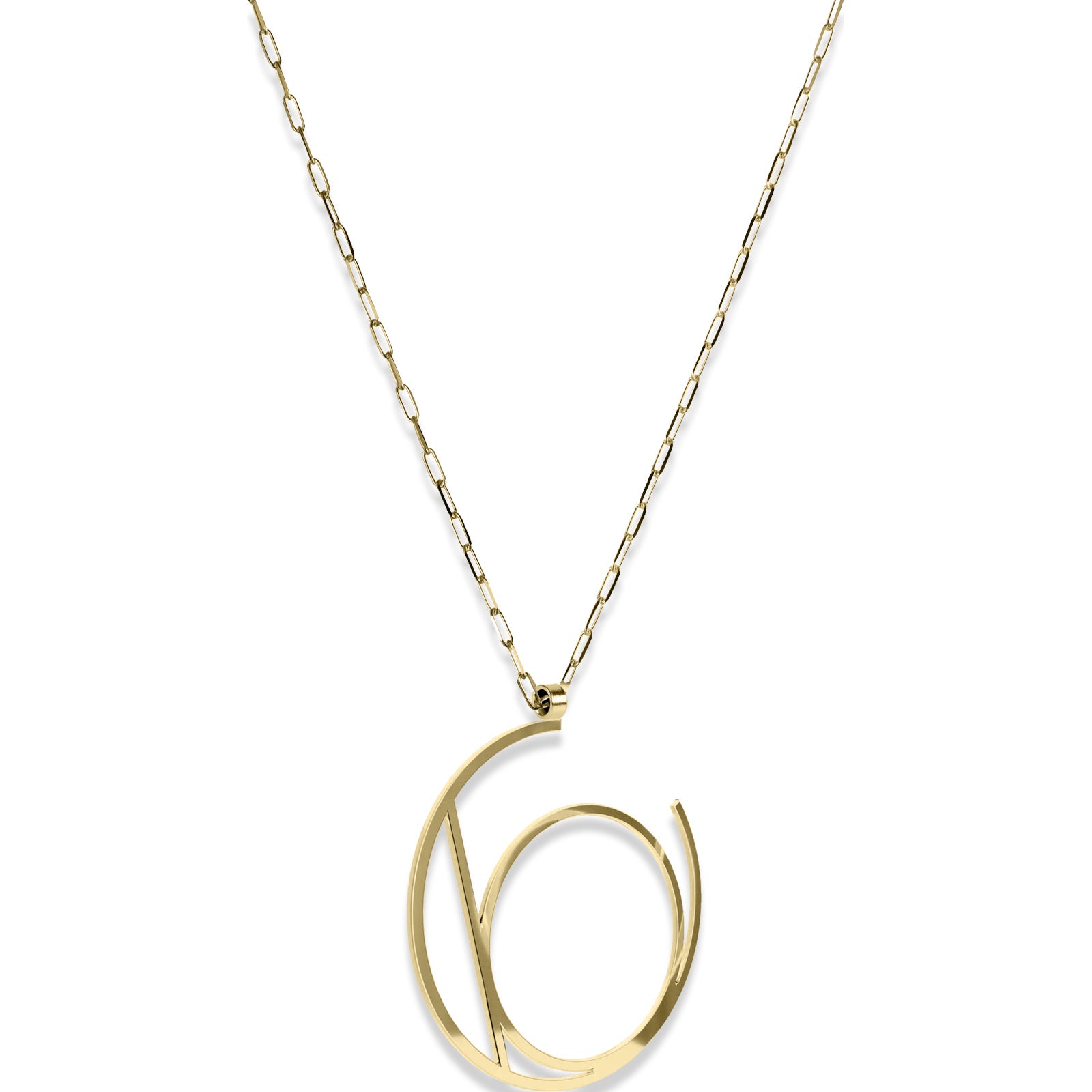 Alphabet Hoop Pendant Necklace (Large) - Gold