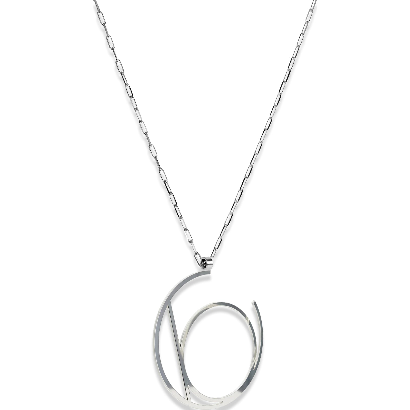 Alphabet Hoop Pendant Necklace (Large) - Silver