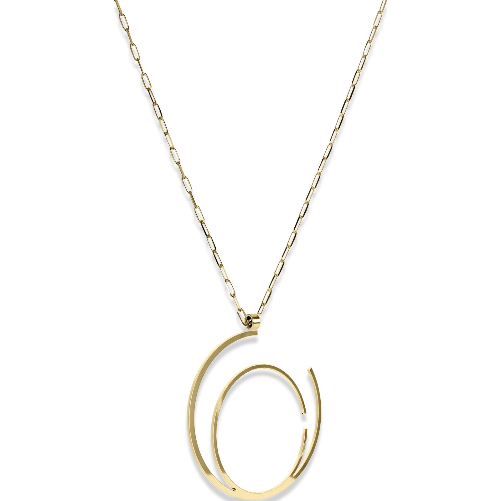 Alphabet Hoop Pendant Necklace (Large) - Gold