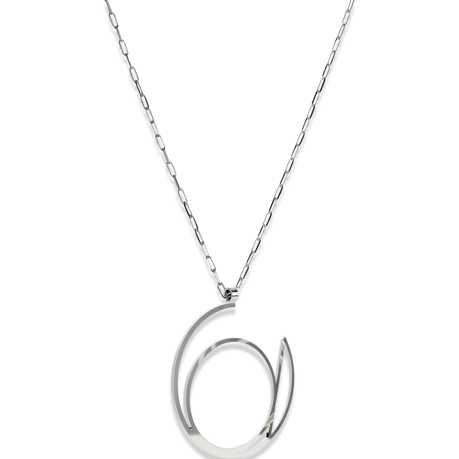 Alphabet Hoop Pendant Necklace (Large) - Sterling Silver