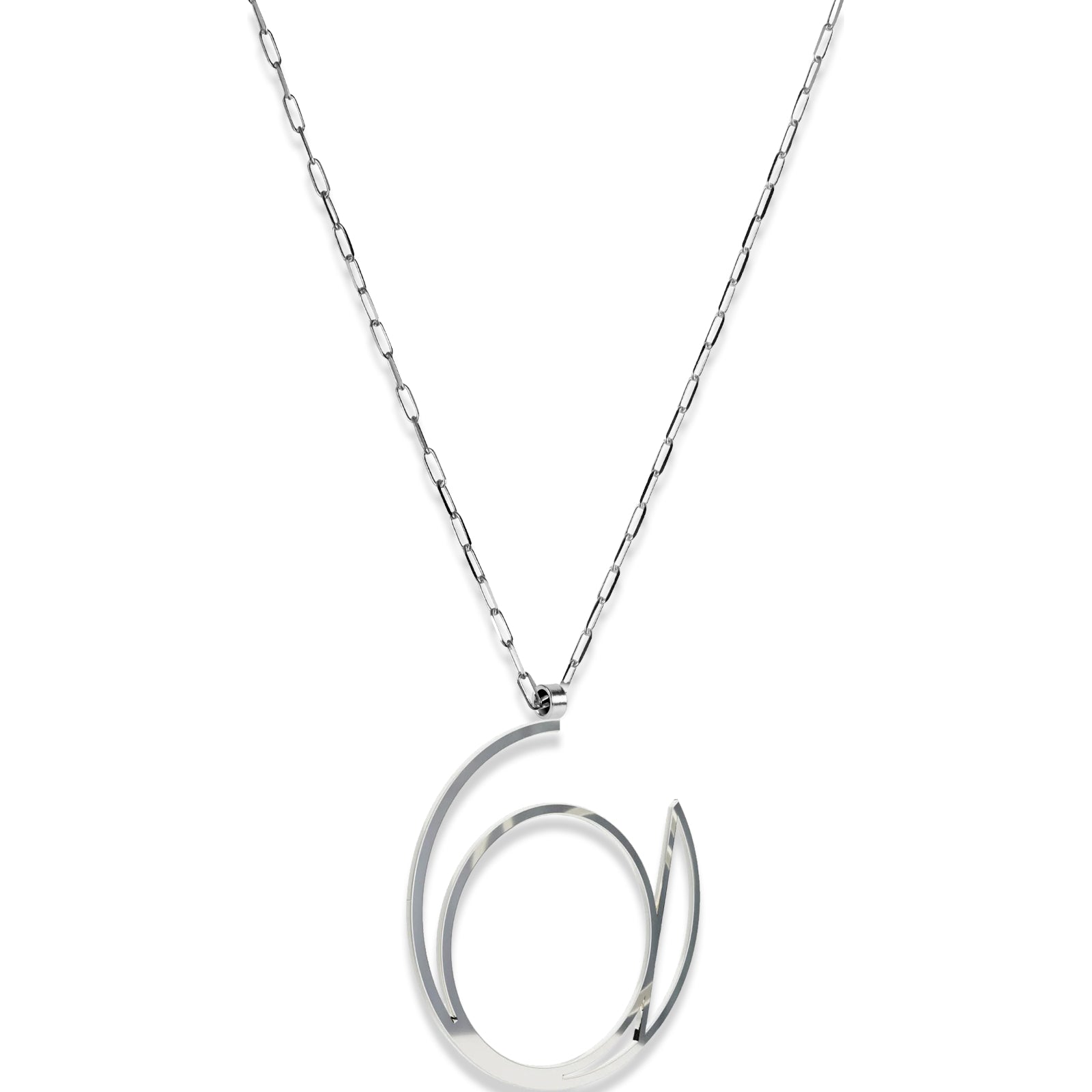 Alphabet Hoop Pendant Necklace (Large) - Silver