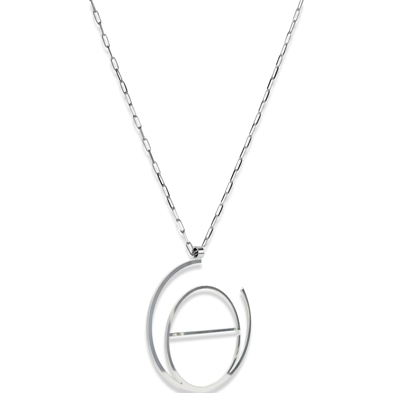 Alphabet Hoop Pendant Necklace (Large) - Silver