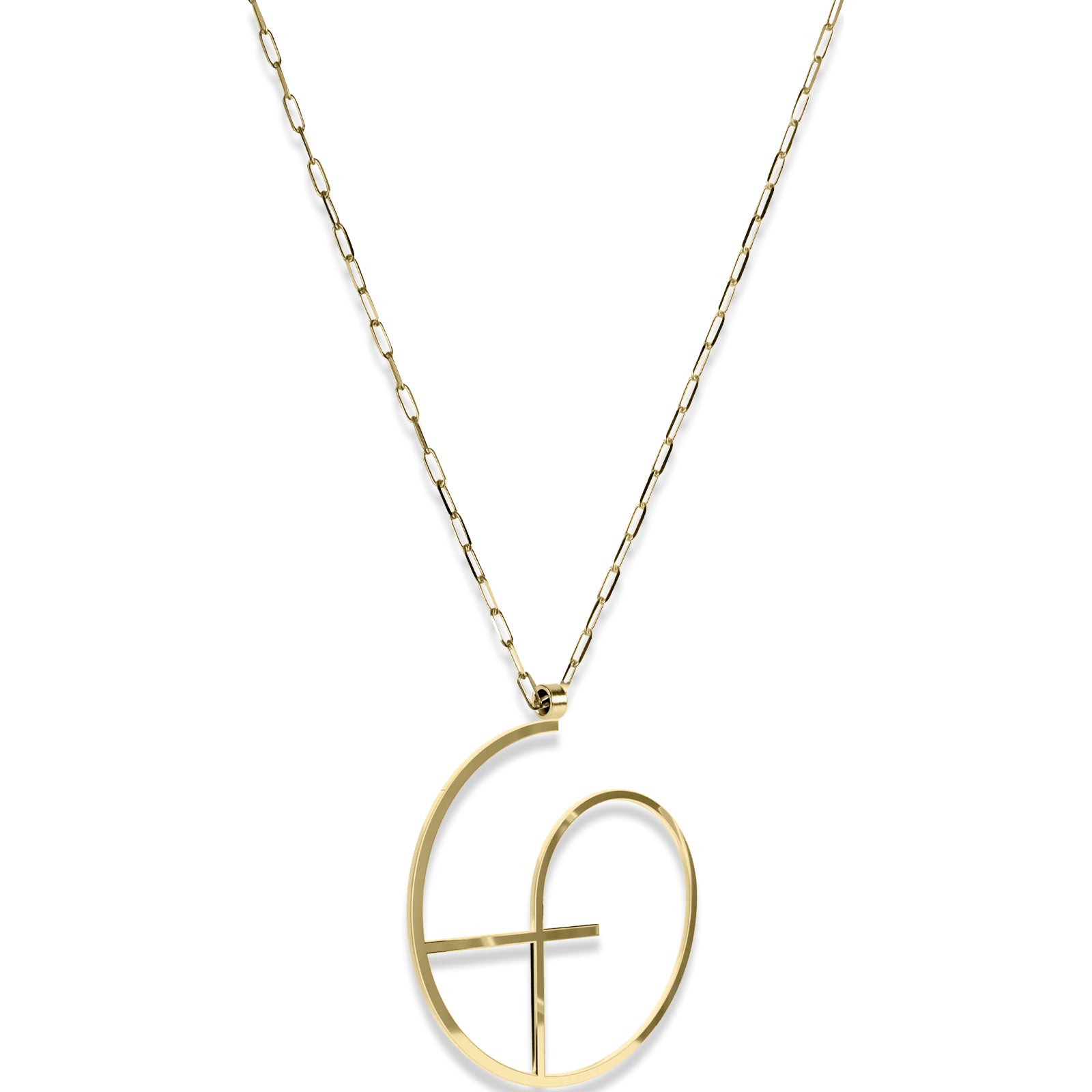 Alphabet Hoop Pendant Necklace (Large) - Gold