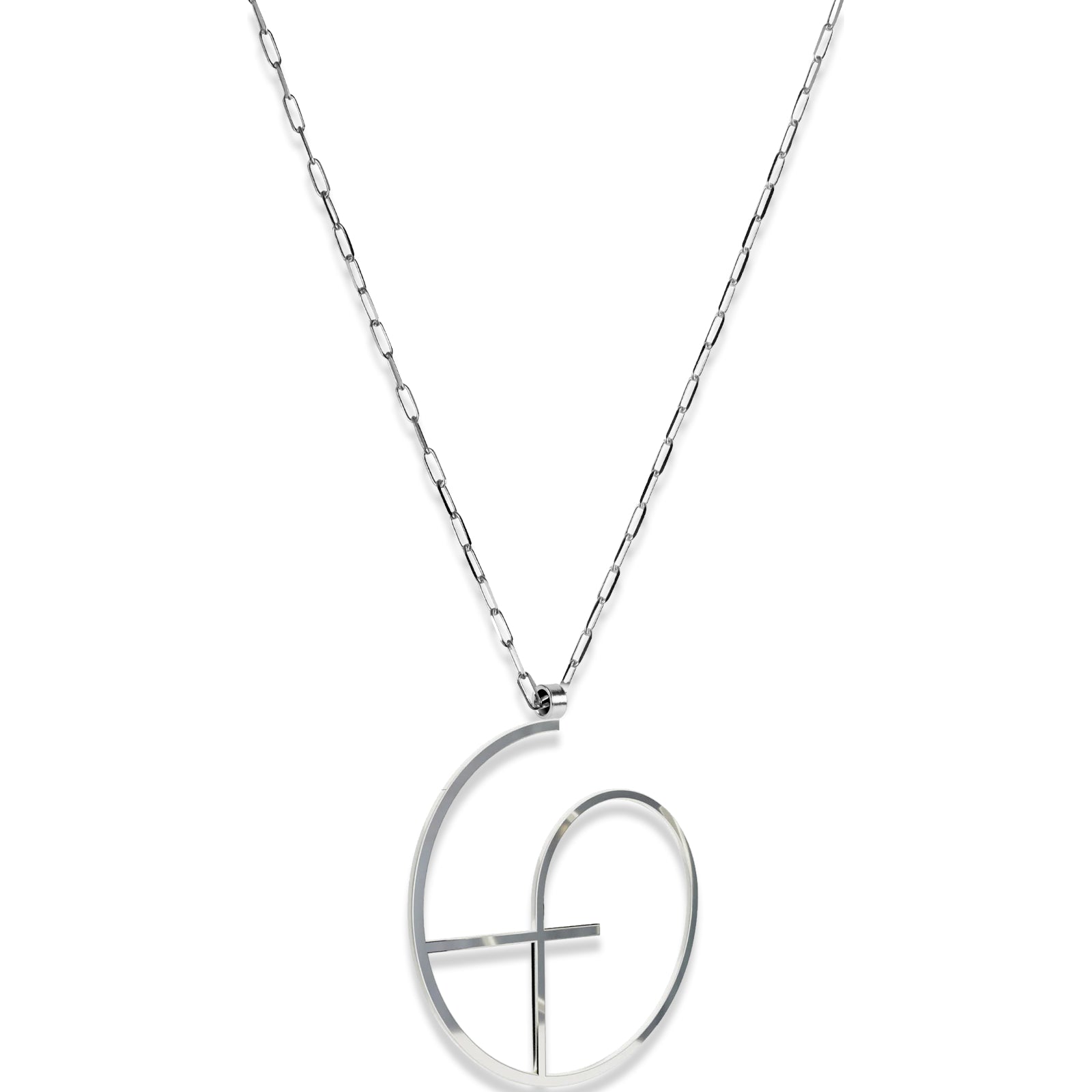 Alphabet Hoop Pendant Necklace (Large) - Silver