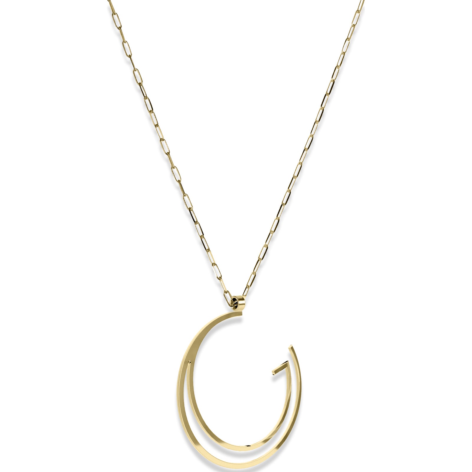 Alphabet Hoop Pendant Necklace (Large) - Gold