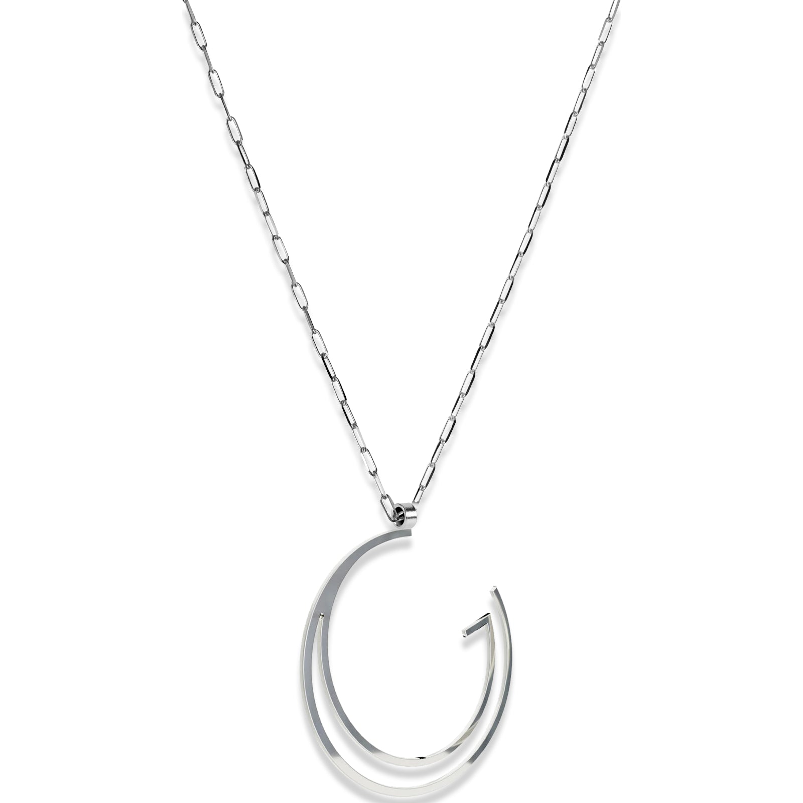 Alphabet Hoop Pendant Necklace (Large) - Sterling Silver