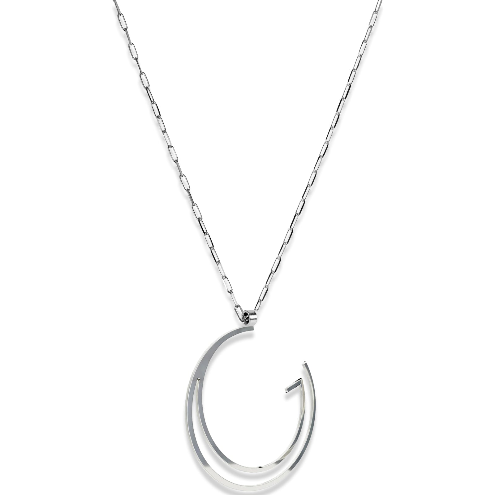 Alphabet Hoop Pendant Necklace (Large) - Silver