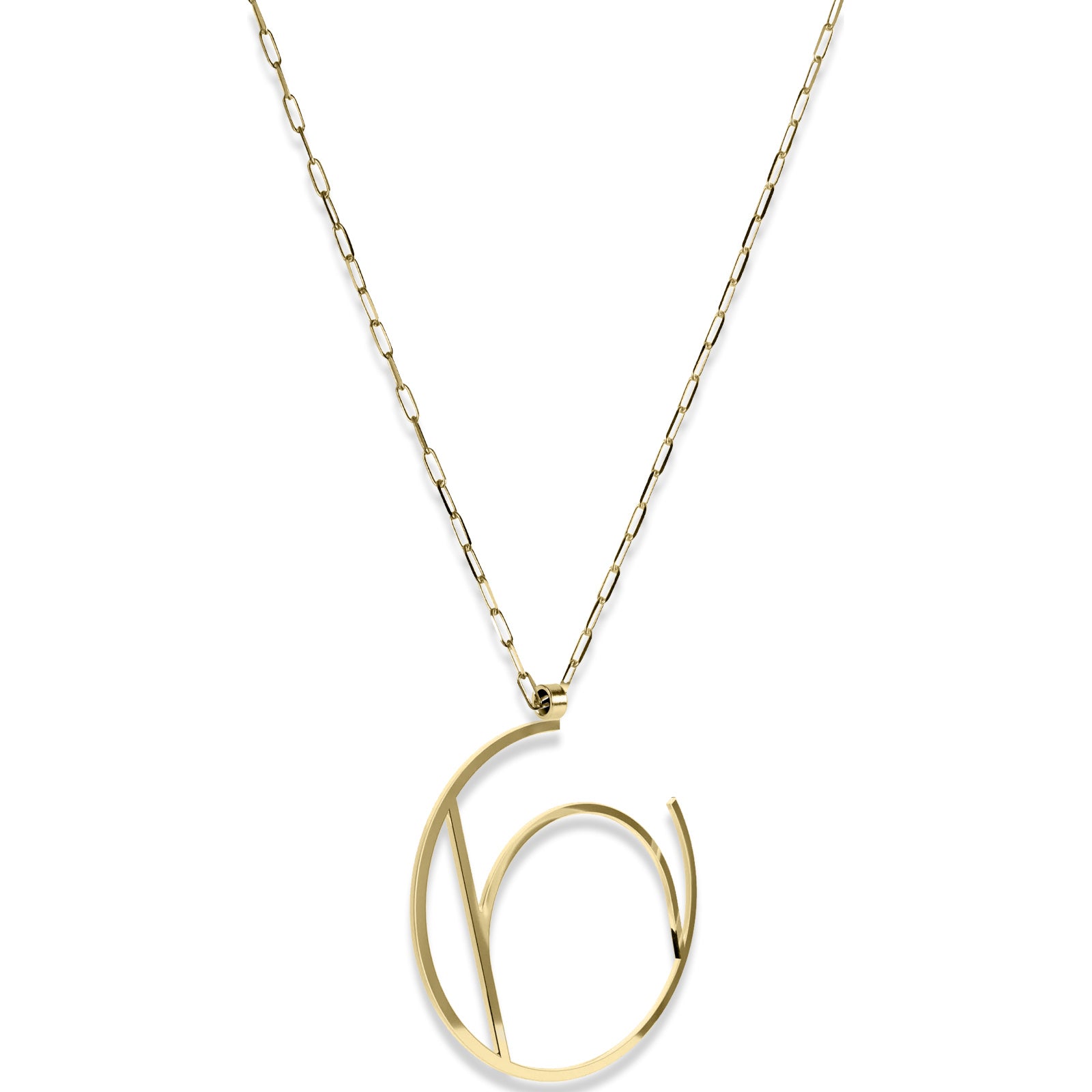 Alphabet Hoop Pendant Necklace (Large) - Gold