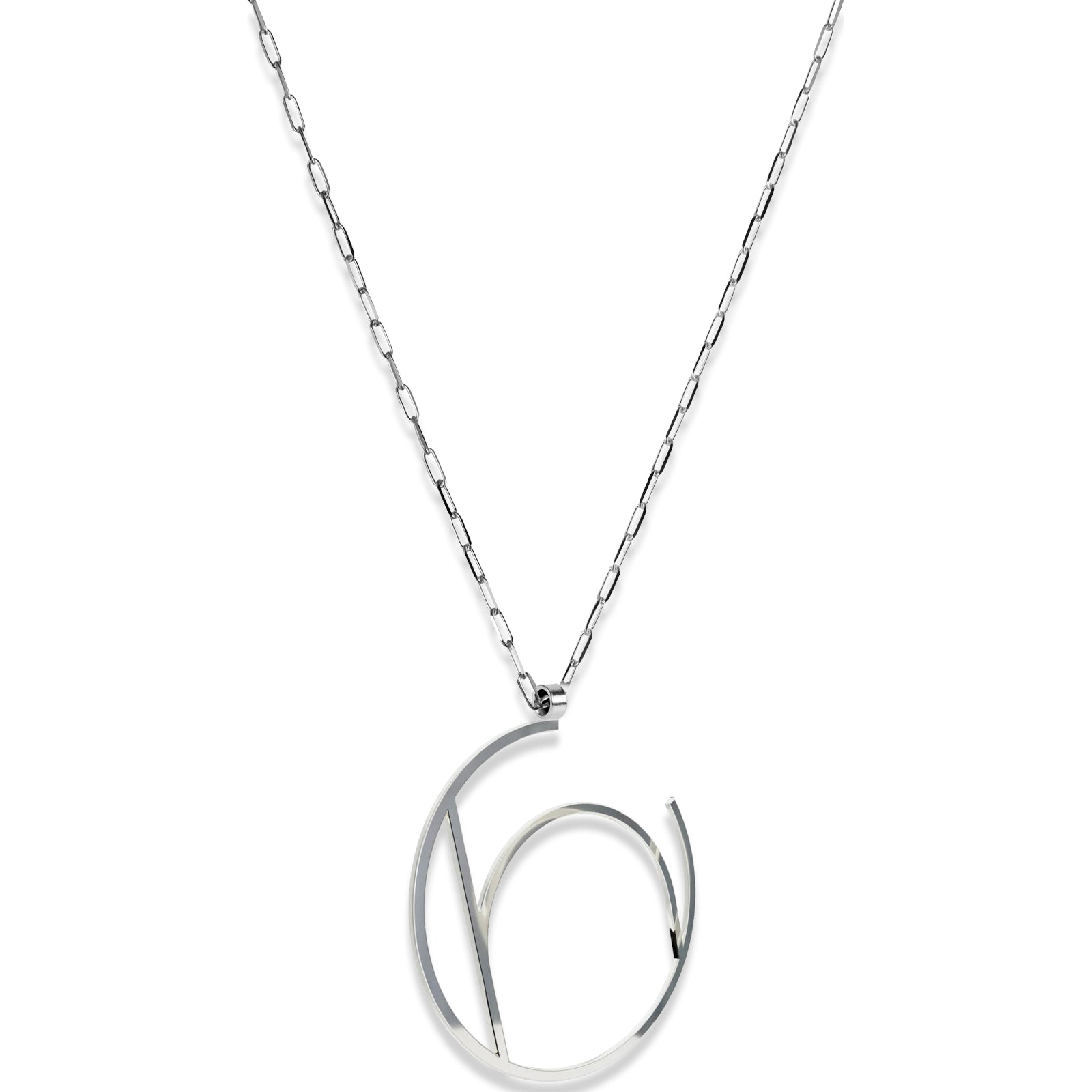 Alphabet Hoop Pendant Necklace (Large) - Silver