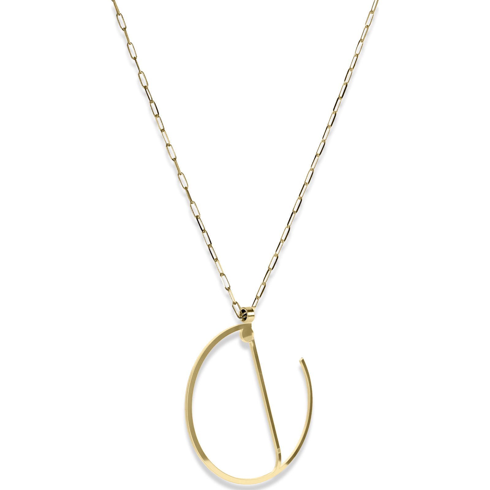 Alphabet Hoop Pendant Necklace (Large) - Gold