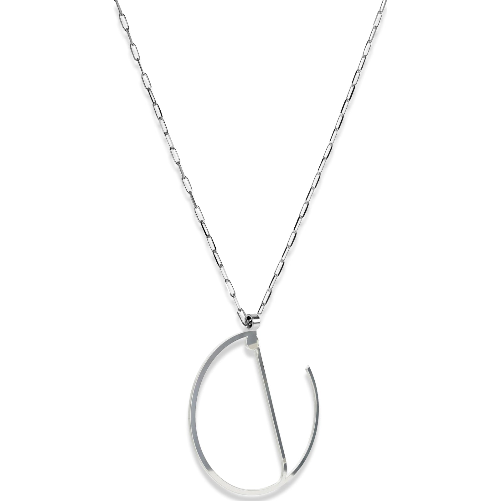 Alphabet Hoop Pendant Necklace (Large) - Sterling Silver