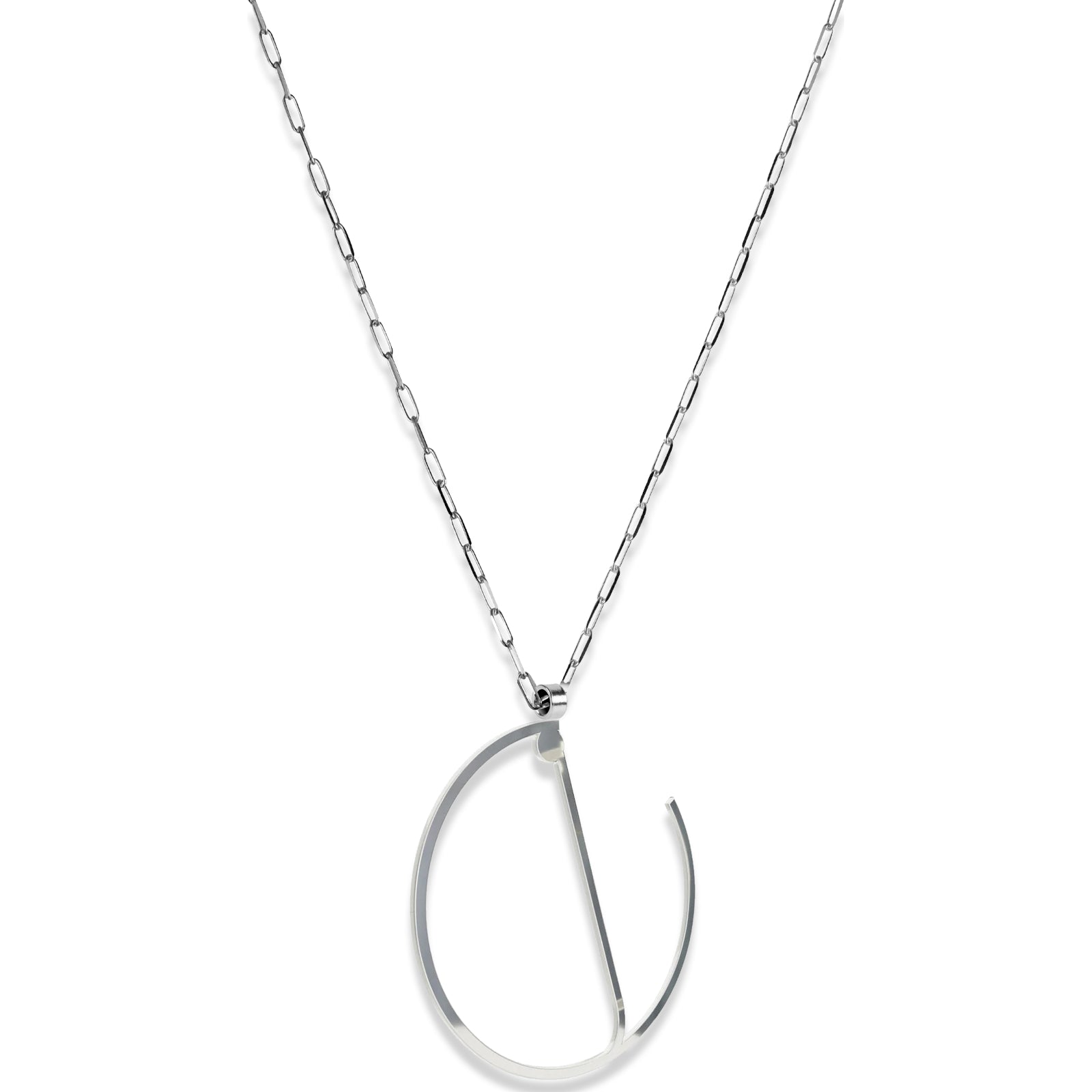 Alphabet Hoop Pendant Necklace (Large) - Silver