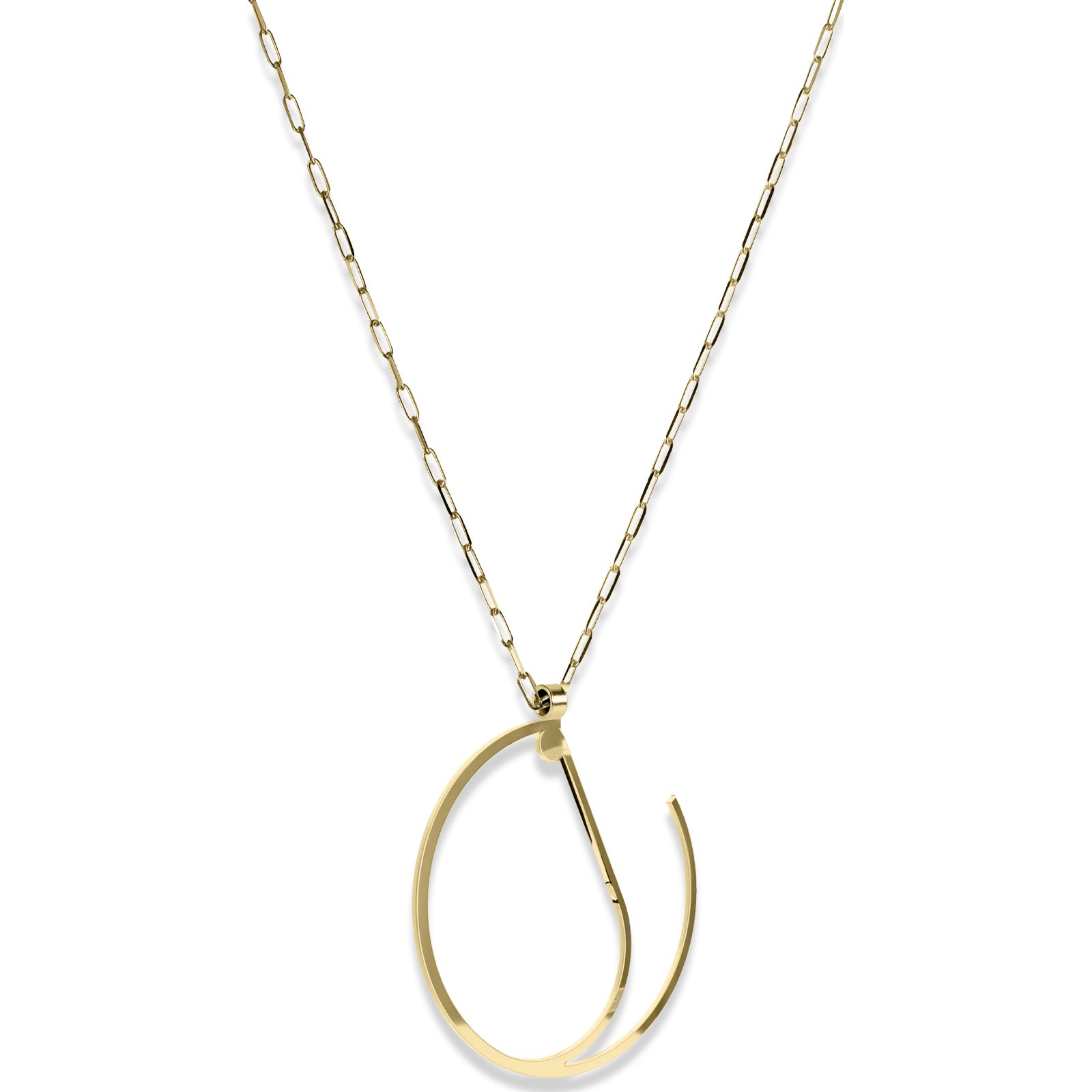 Alphabet Hoop Pendant Necklace (Large) - Gold