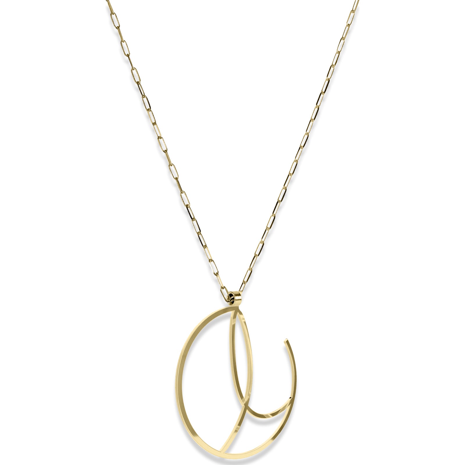 Alphabet Hoop Pendant Necklace (Large) - Gold