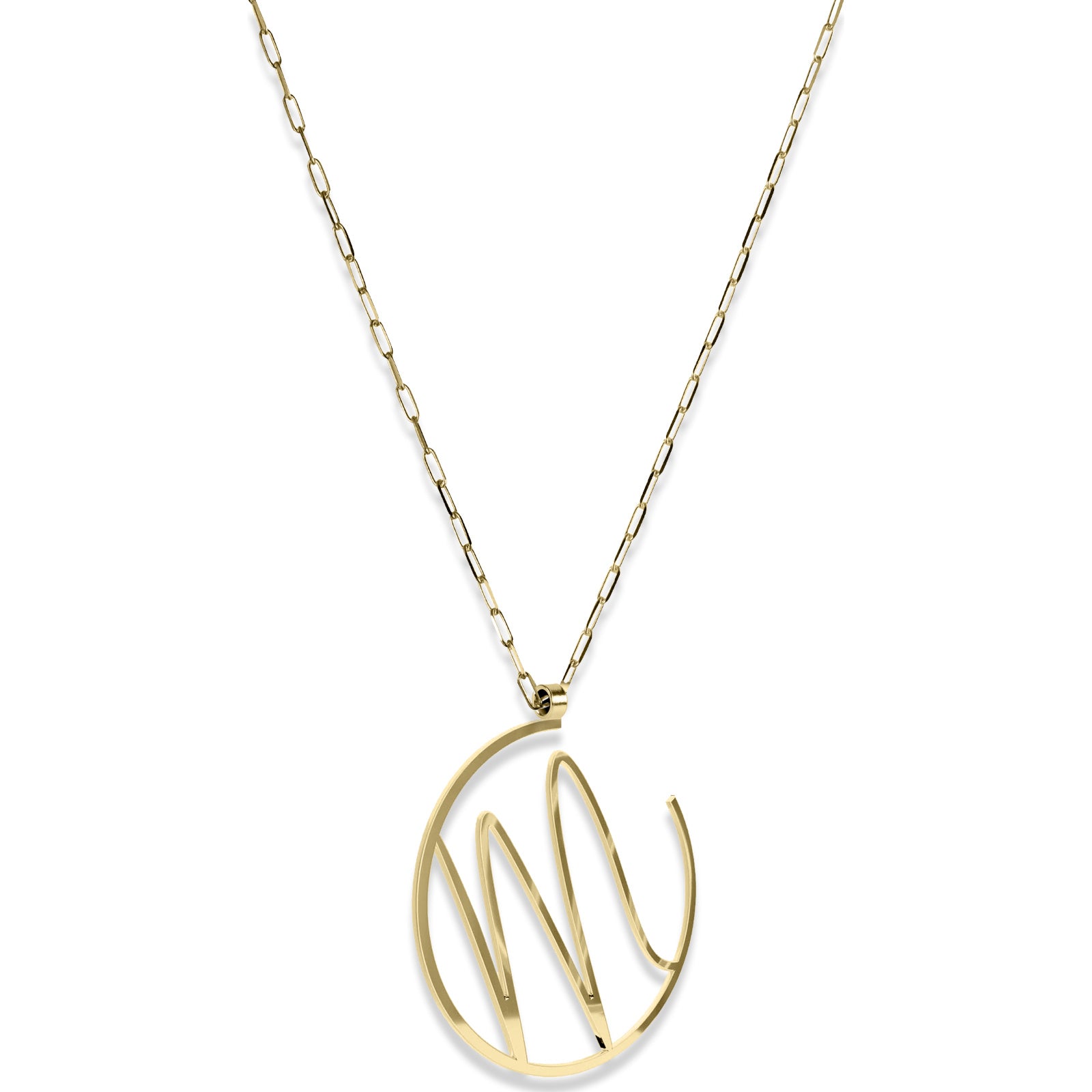Alphabet Hoop Pendant Necklace (Large) - Gold Vermeil