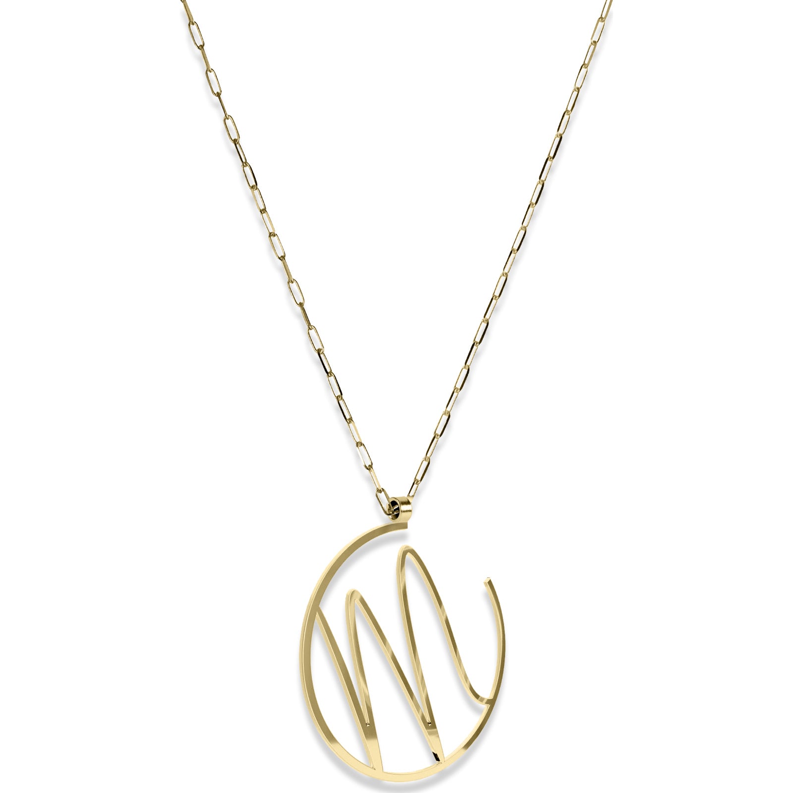 Alphabet Hoop Pendant Necklace (Large) - Gold