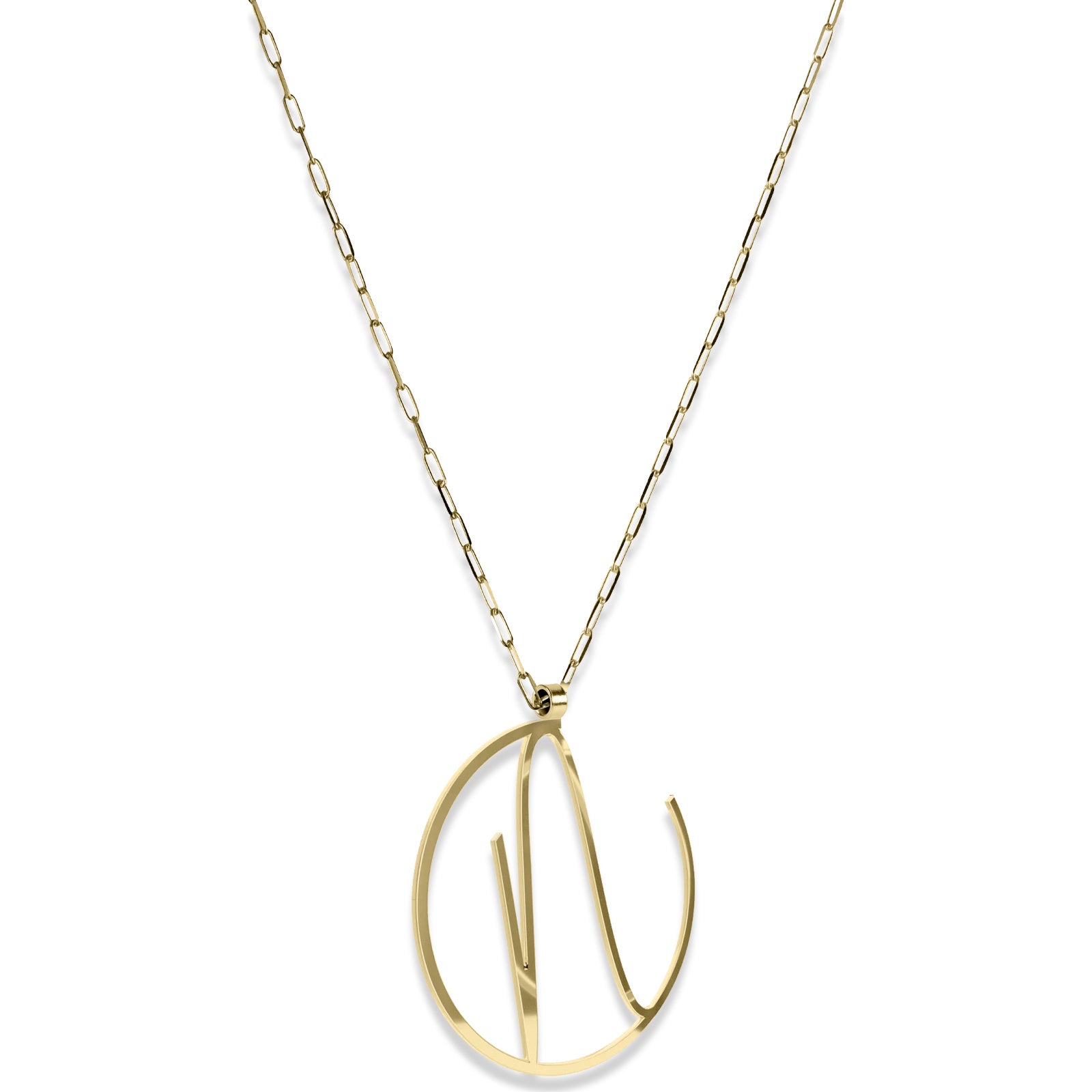 Alphabet Hoop Pendant Necklace (Large) - Gold