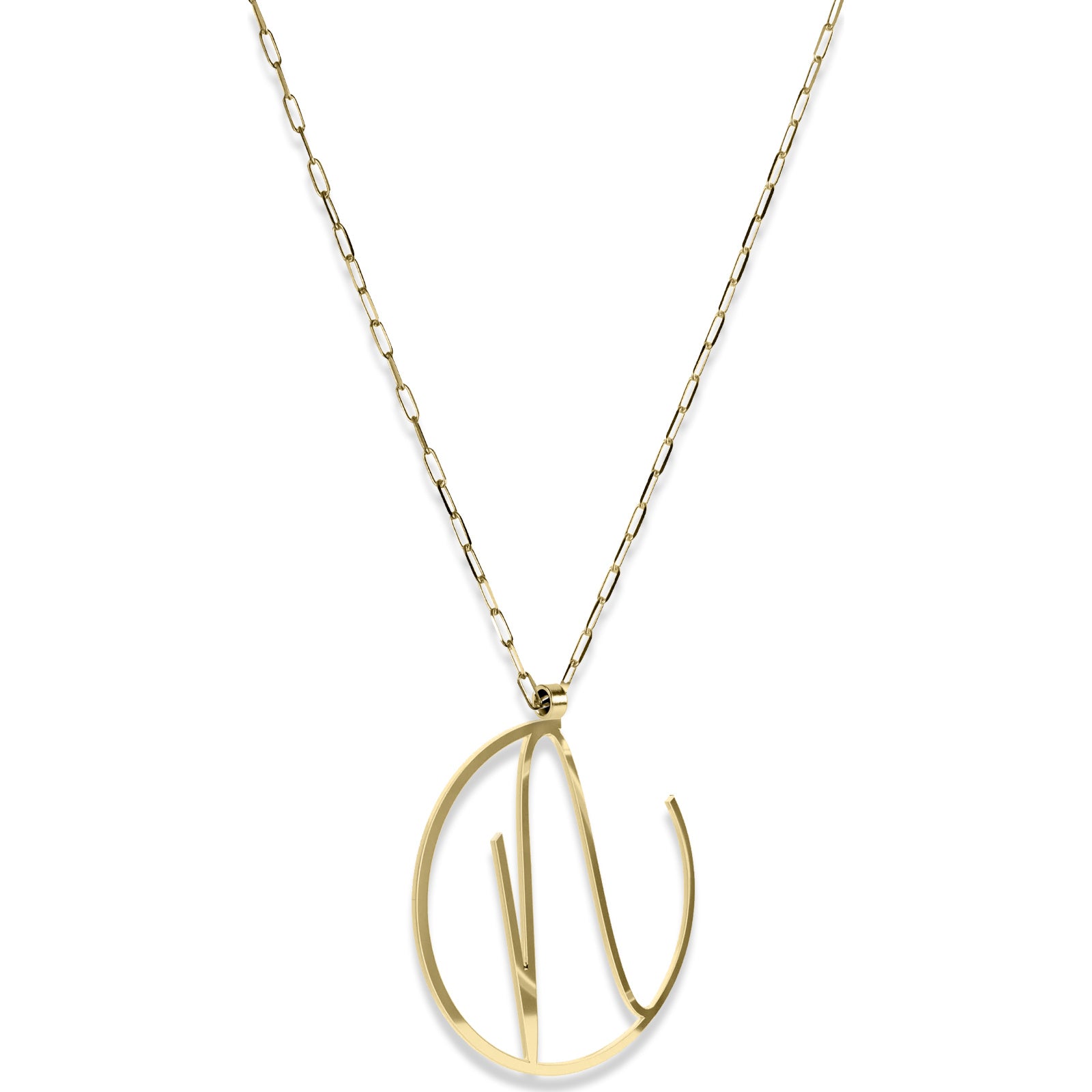 Alphabet Hoop Pendant Necklace (Large) - Gold Vermeil