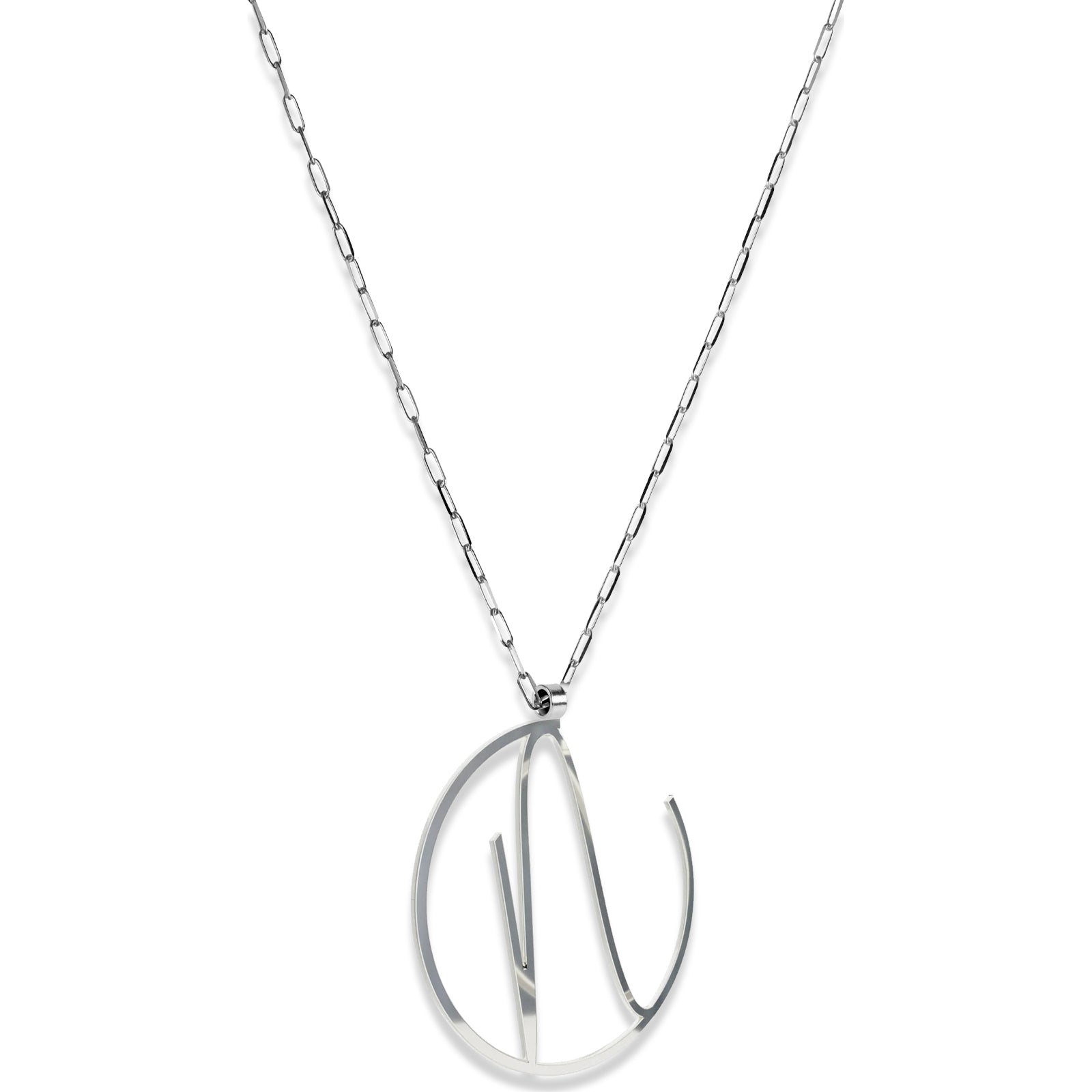 Alphabet Hoop Pendant Necklace (Large) - Sterling Silver