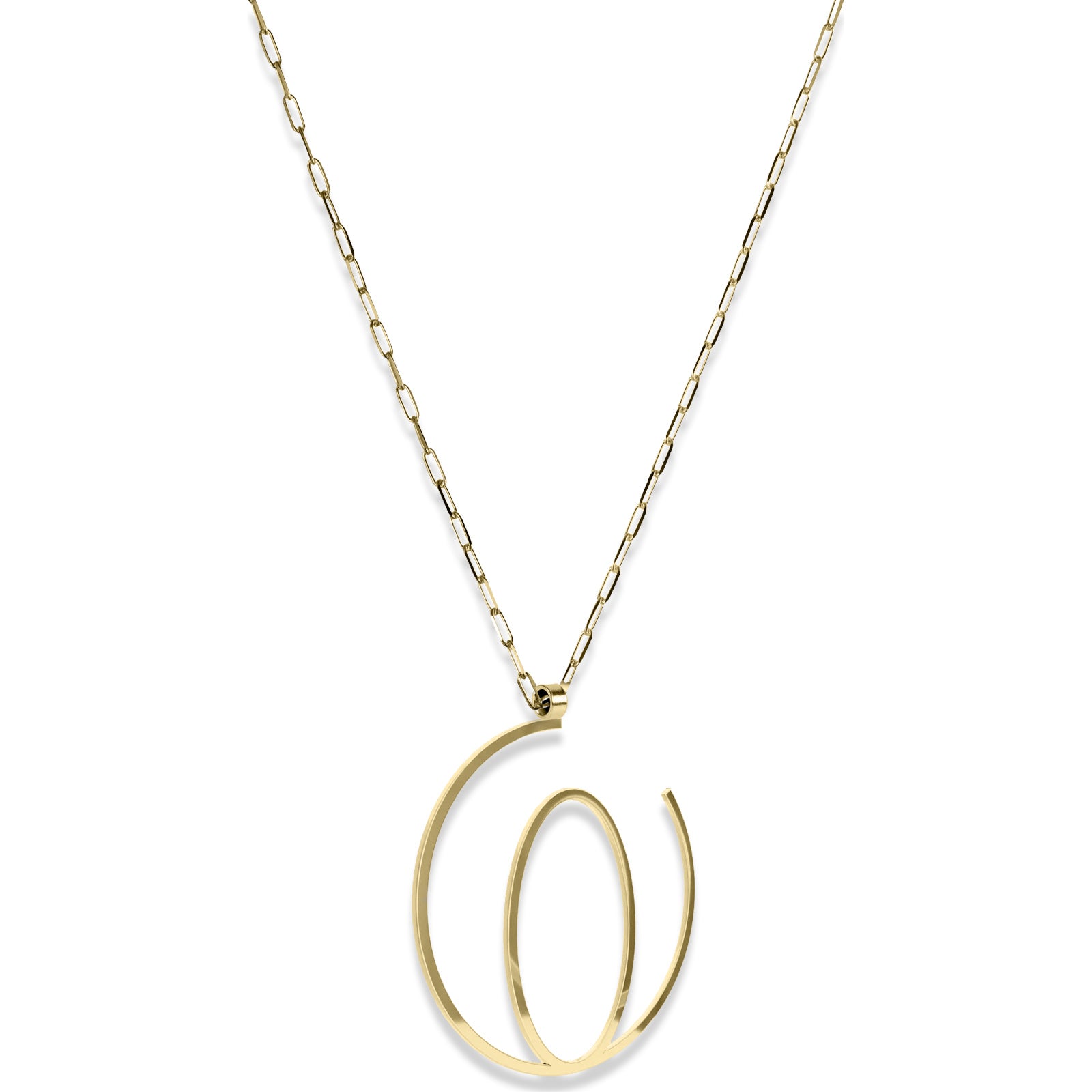 Alphabet Hoop Pendant Necklace (Large) - Gold