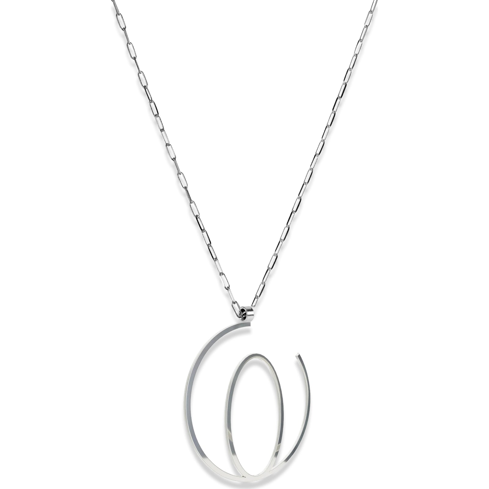Alphabet Hoop Pendant Necklace (Large) - Sterling Silver