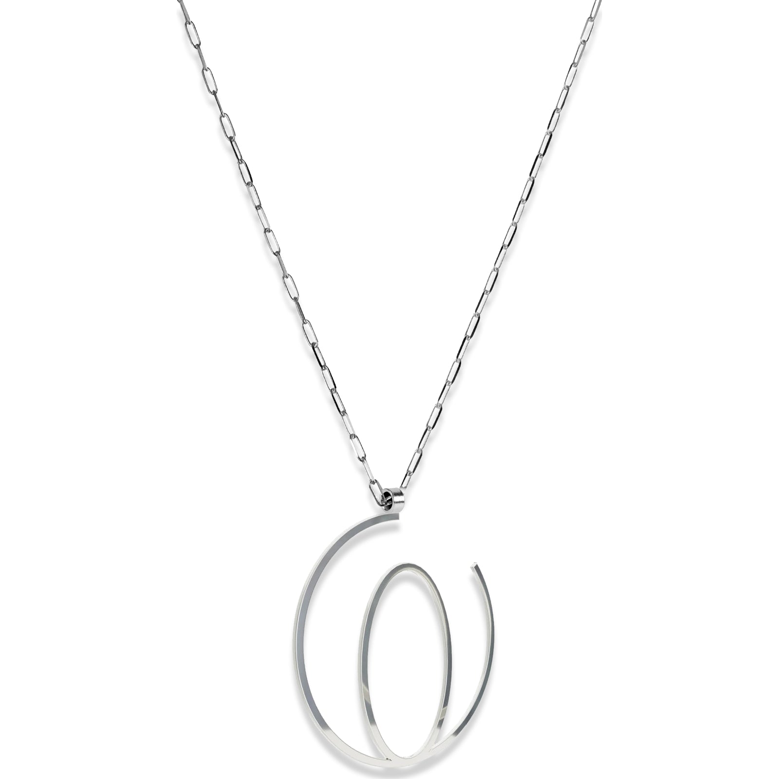 Alphabet Hoop Pendant Necklace (Large) - Silver