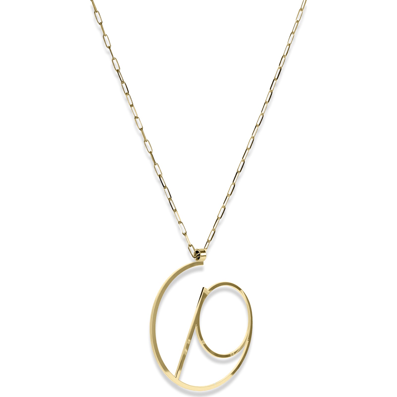 Alphabet Hoop Pendant Necklace (Large) - Gold