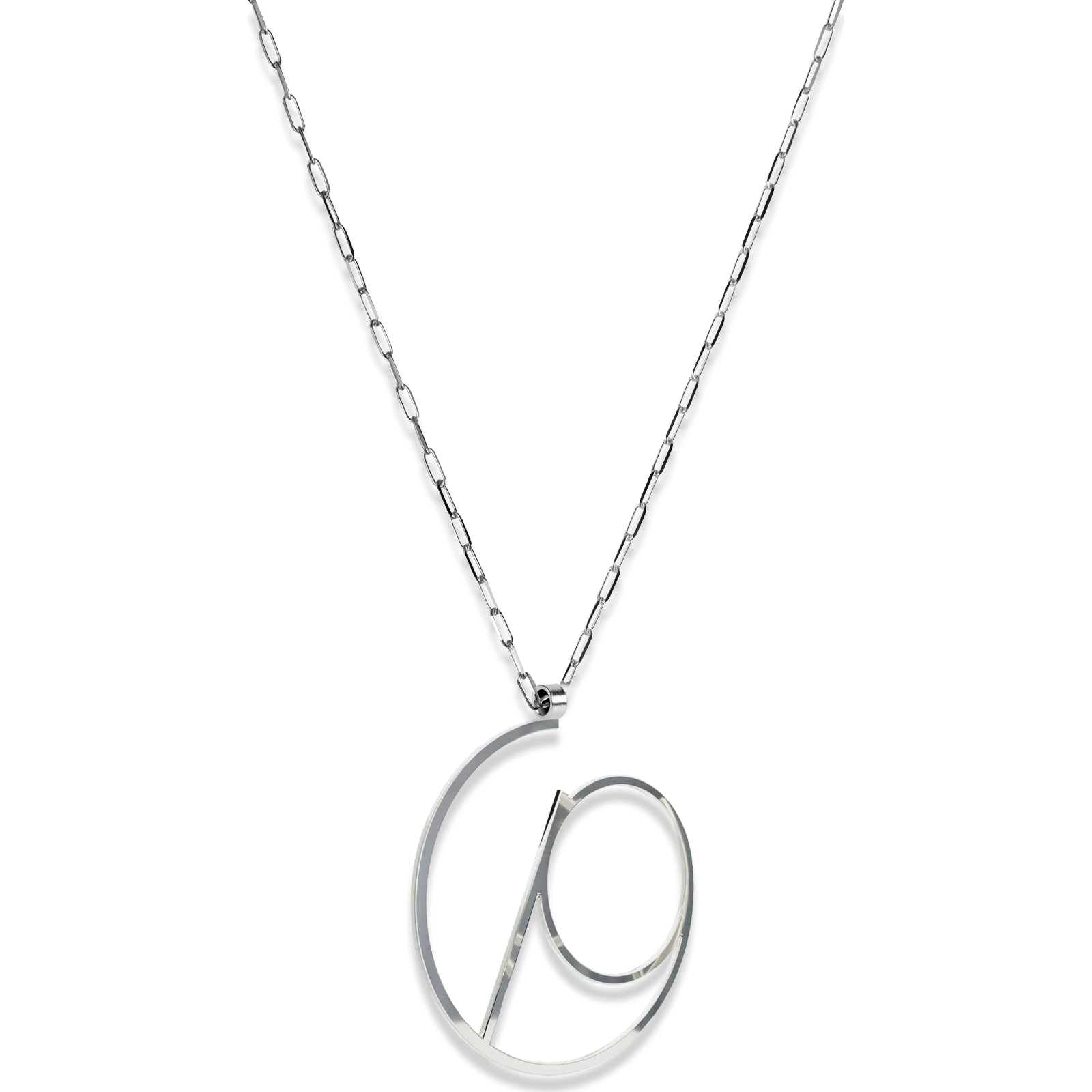 Alphabet Hoop Pendant Necklace (Large) - Silver