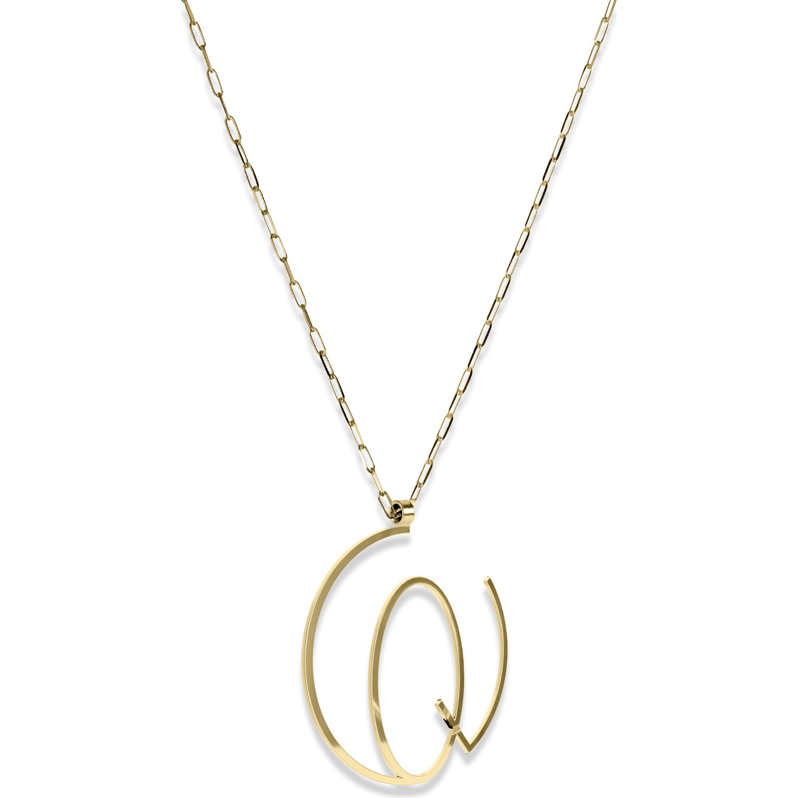 Alphabet Hoop Pendant Necklace (Large) - Gold