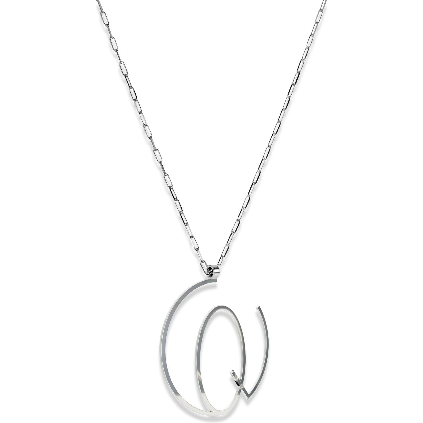 Alphabet Hoop Pendant Necklace (Large) - Silver