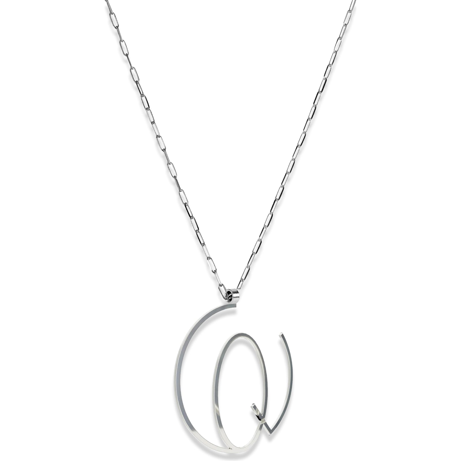 Alphabet Hoop Pendant Necklace (Large) - Sterling Silver