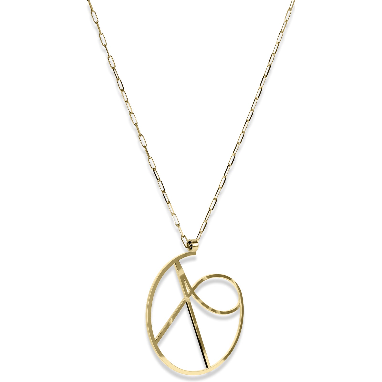 Alphabet Hoop Pendant Necklace (Large) - Gold