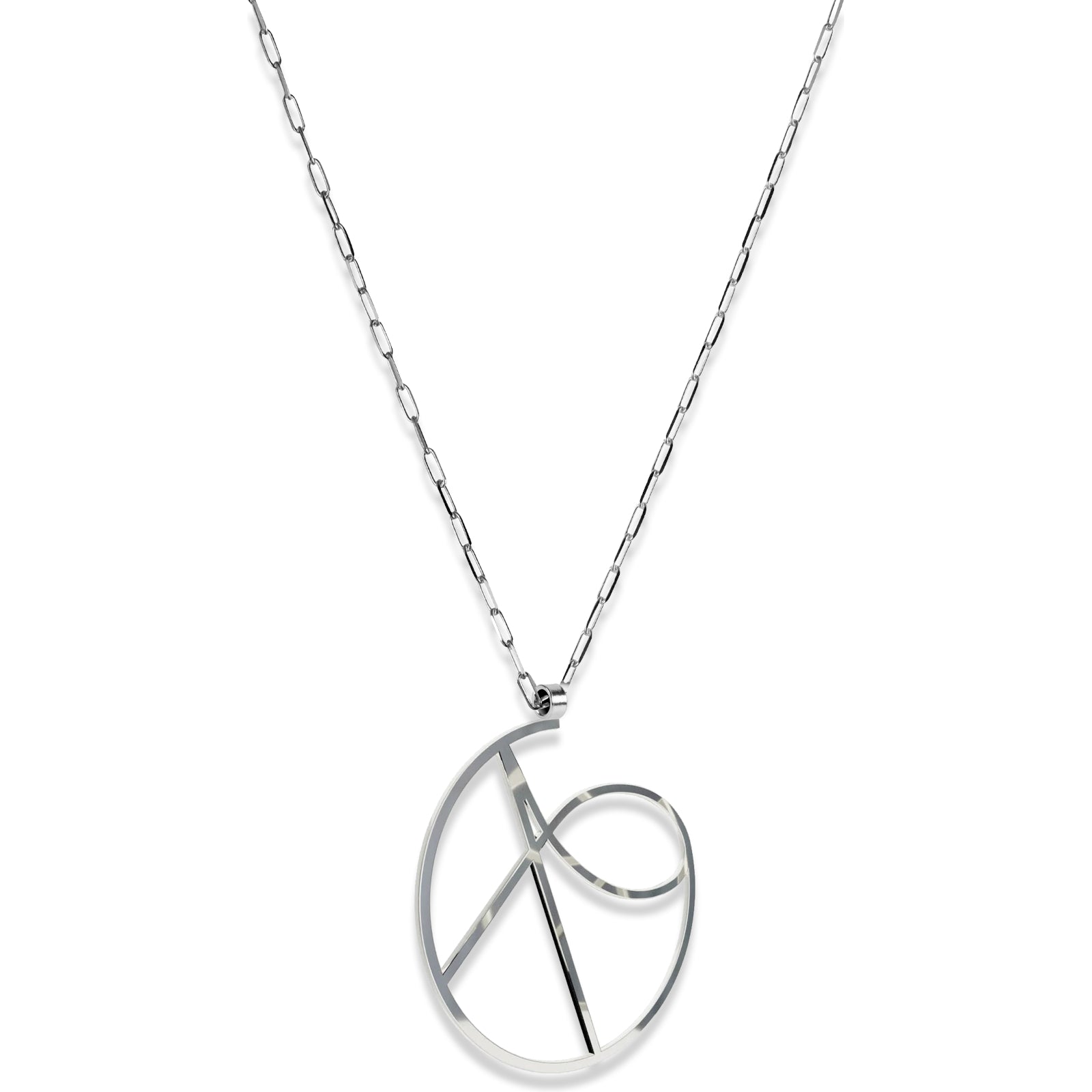 Alphabet Hoop Pendant Necklace (Large) - Silver