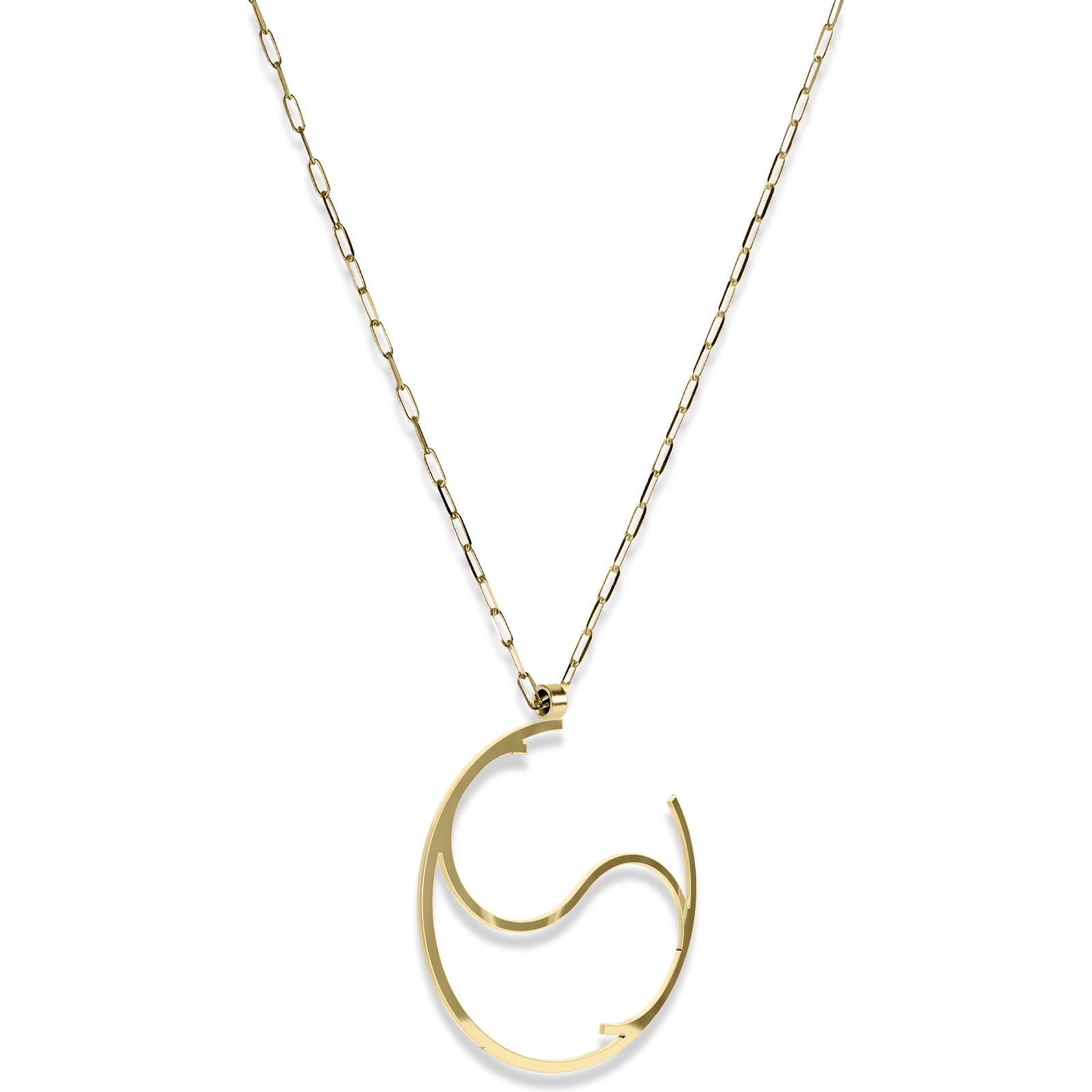 Alphabet Hoop Pendant Necklace (Large) - Gold