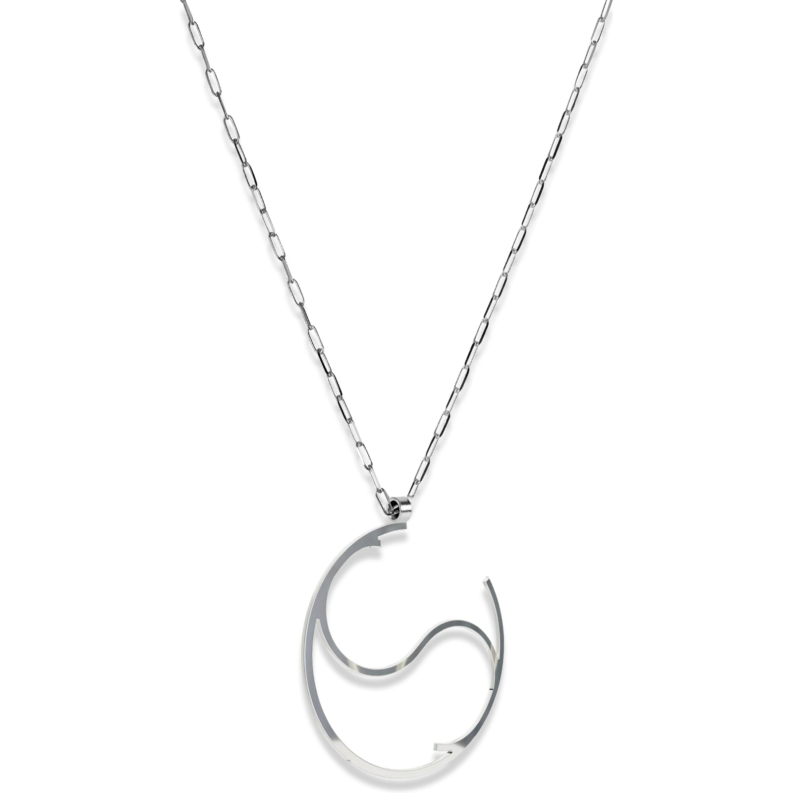 Alphabet Hoop Pendant Necklace (Large) - Sterling Silver