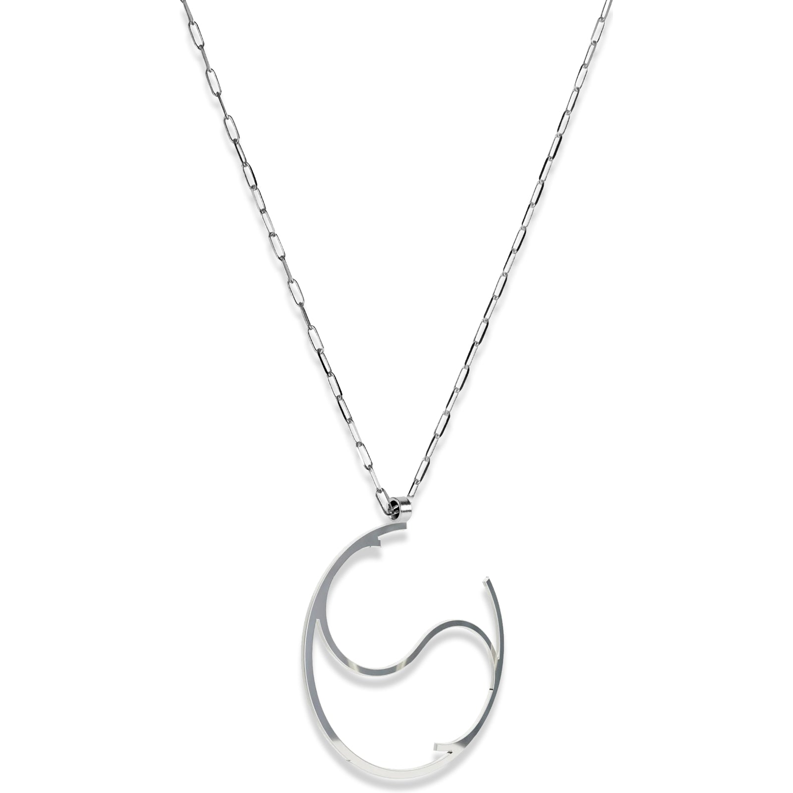 Alphabet Hoop Pendant Necklace (Large) - Silver