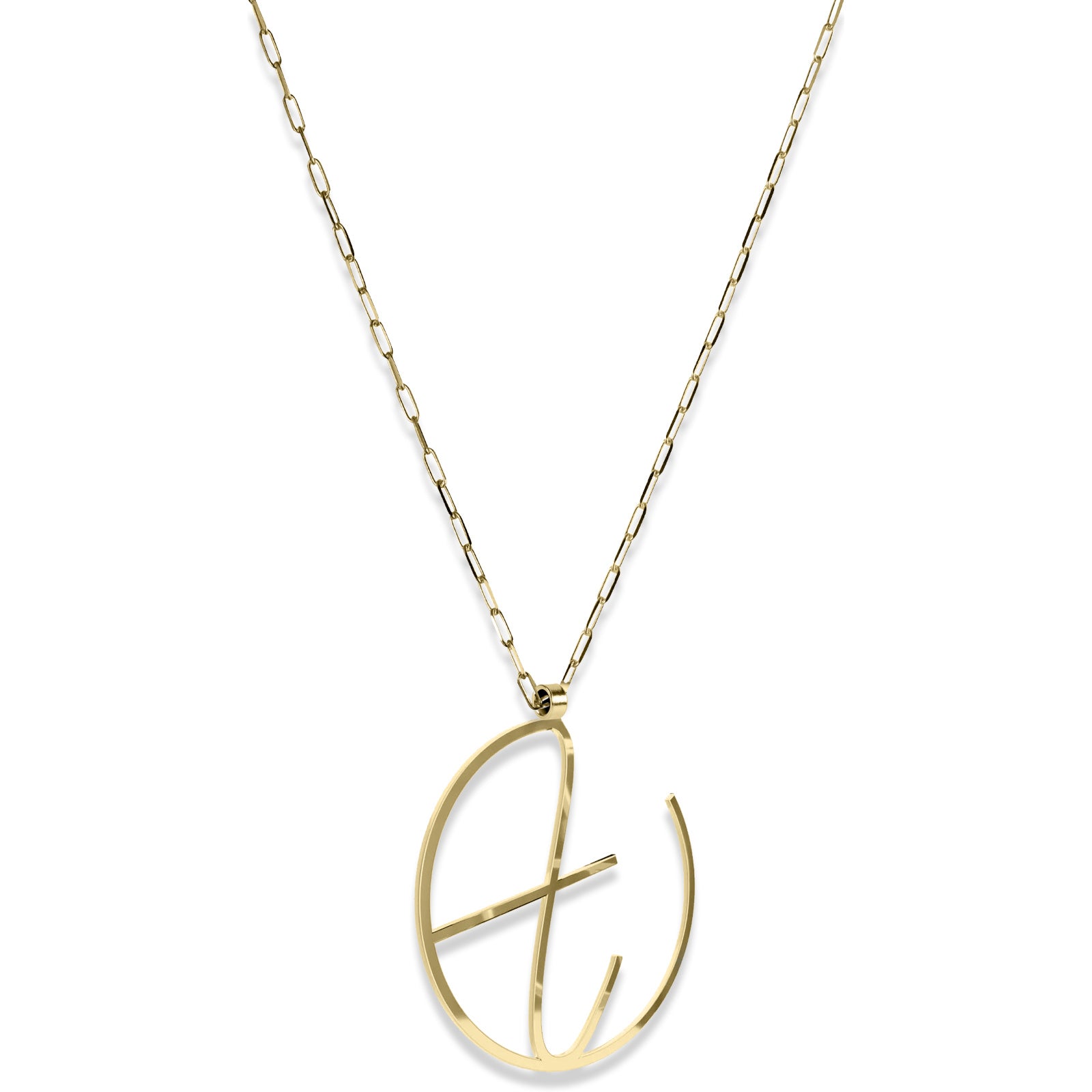 Alphabet Hoop Pendant Necklace (Large) - Gold