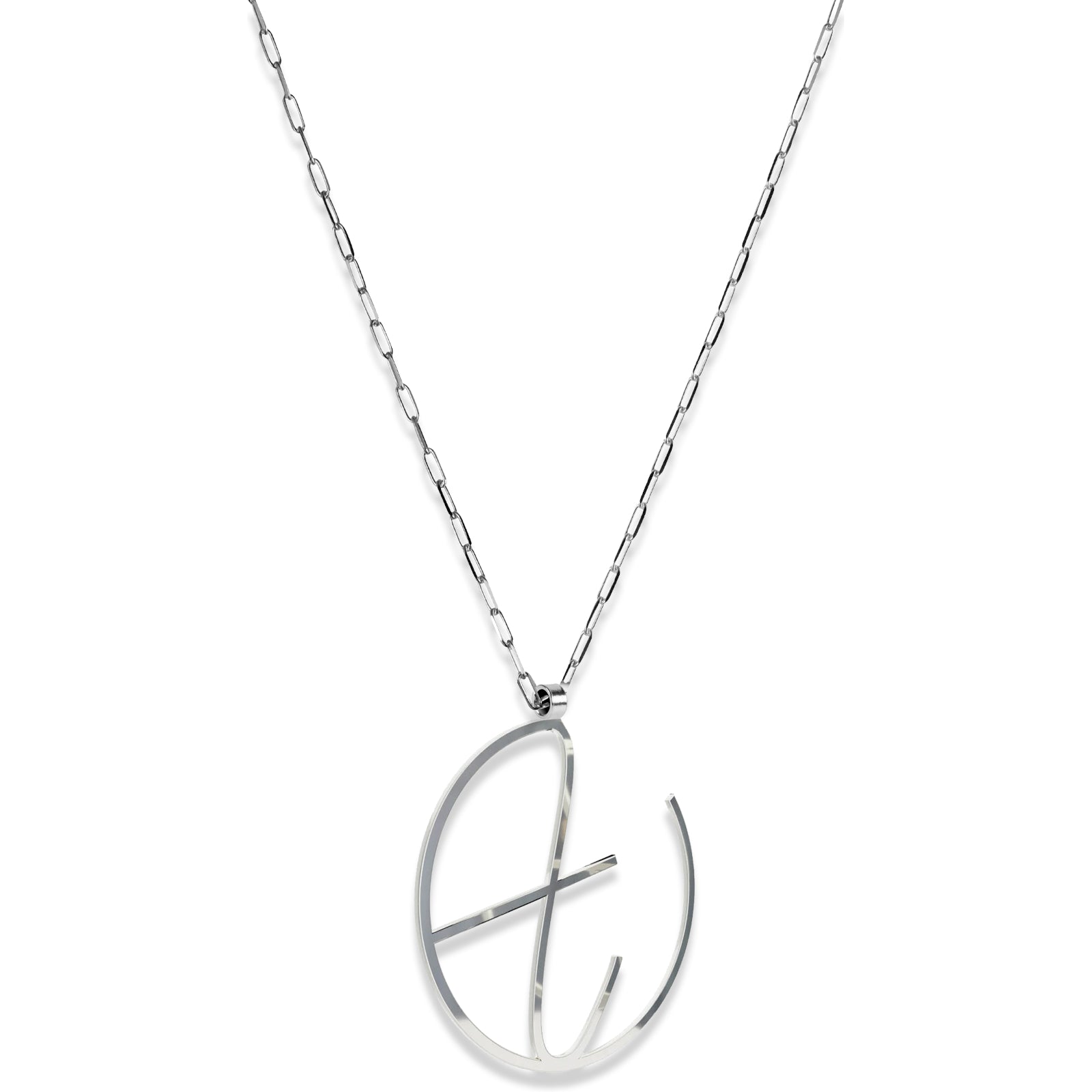 Alphabet Hoop Pendant Necklace (Large) - Sterling Silver
